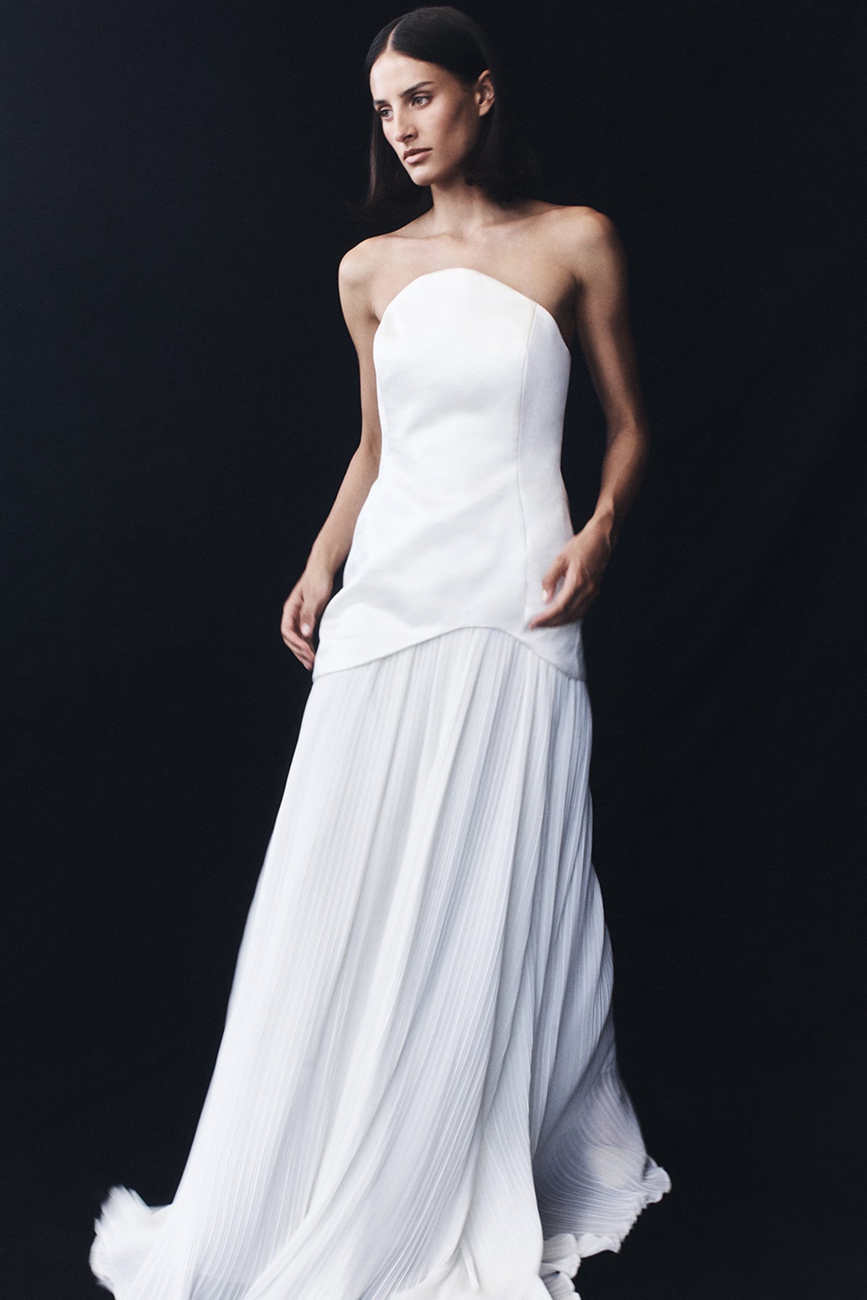 Juno Strapless Pleated Maxi Gown - White - Image 13
