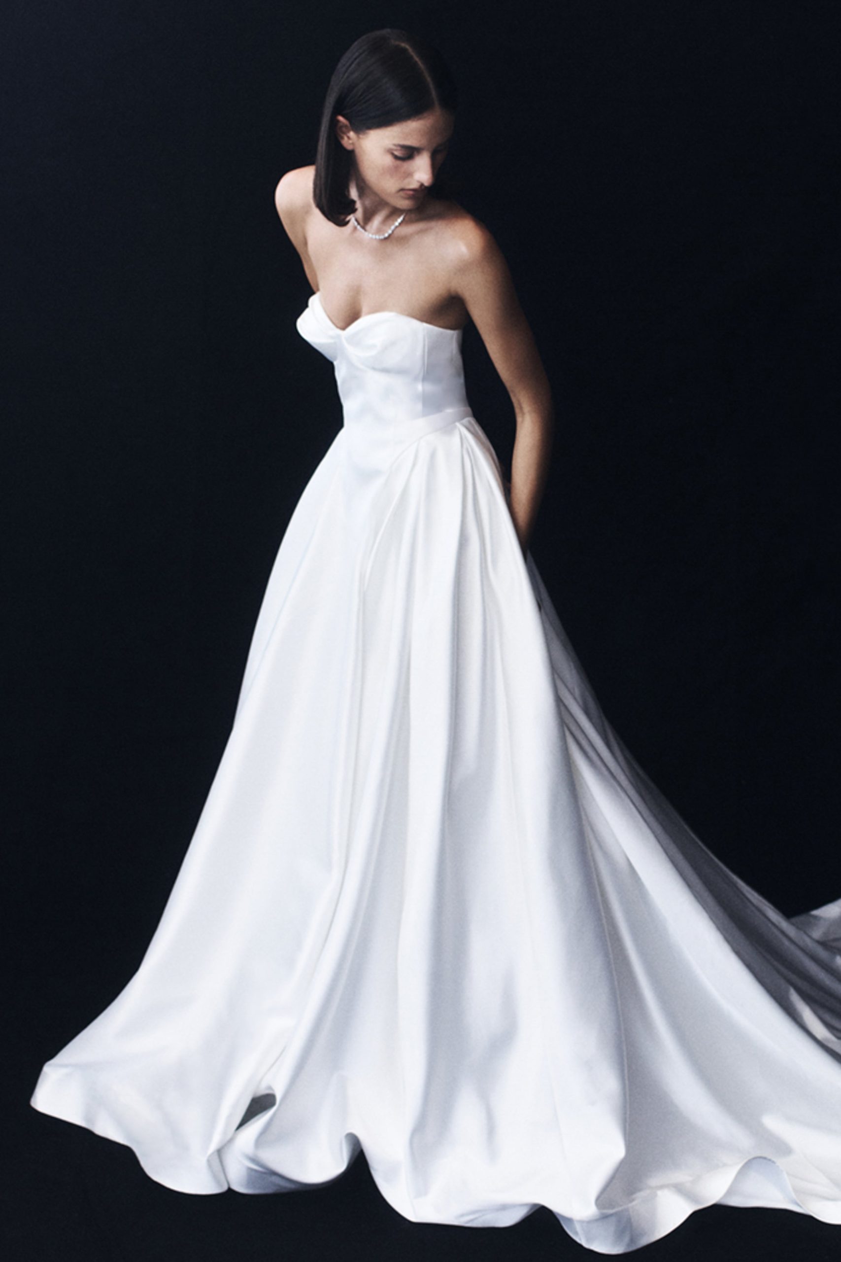 Delphine Satin Strapless Maxi Gown - White - Image 7