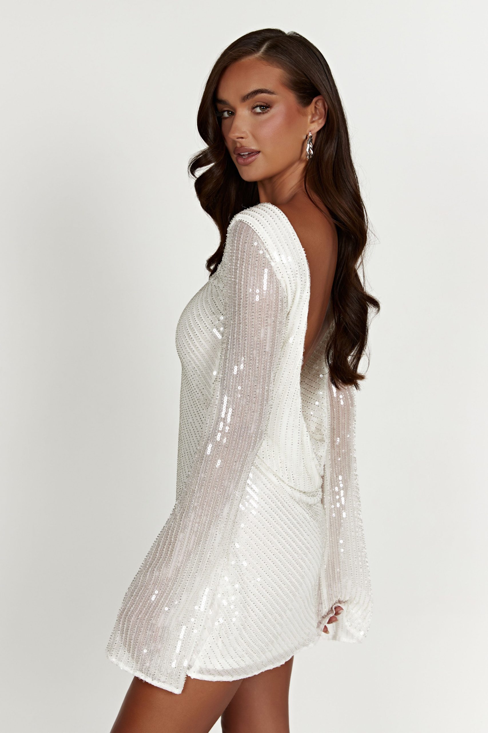 Nala Sequin Mini Dress - White - Image 6