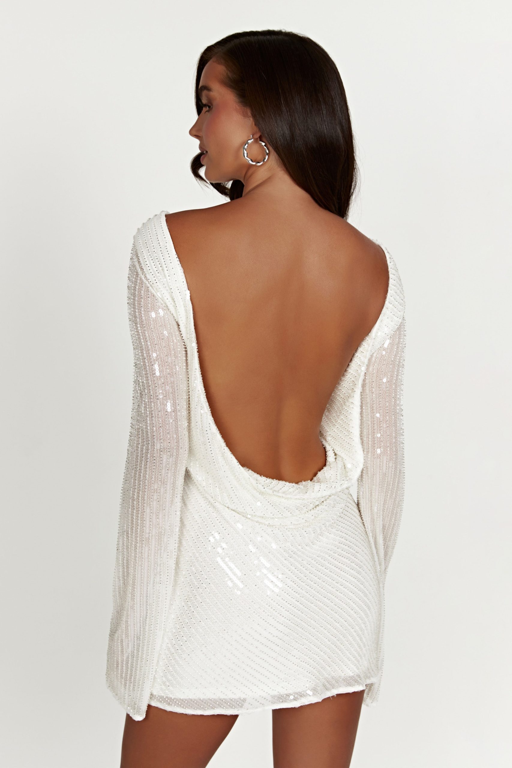 Nala Sequin Mini Dress - White - Image 2