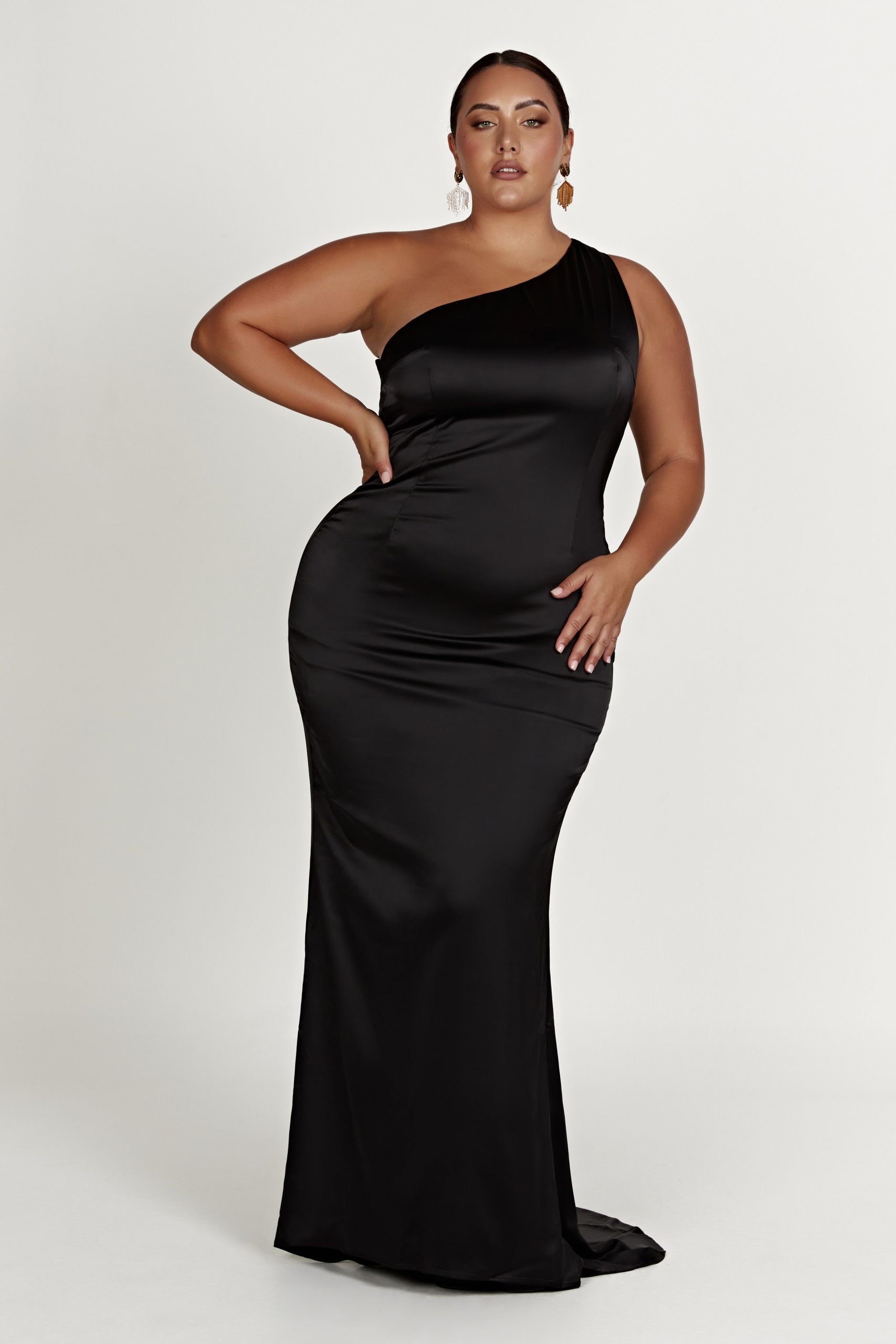 Harper One Shoulder Gown - Black - Image 6