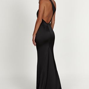 Harper One Shoulder Gown - Black