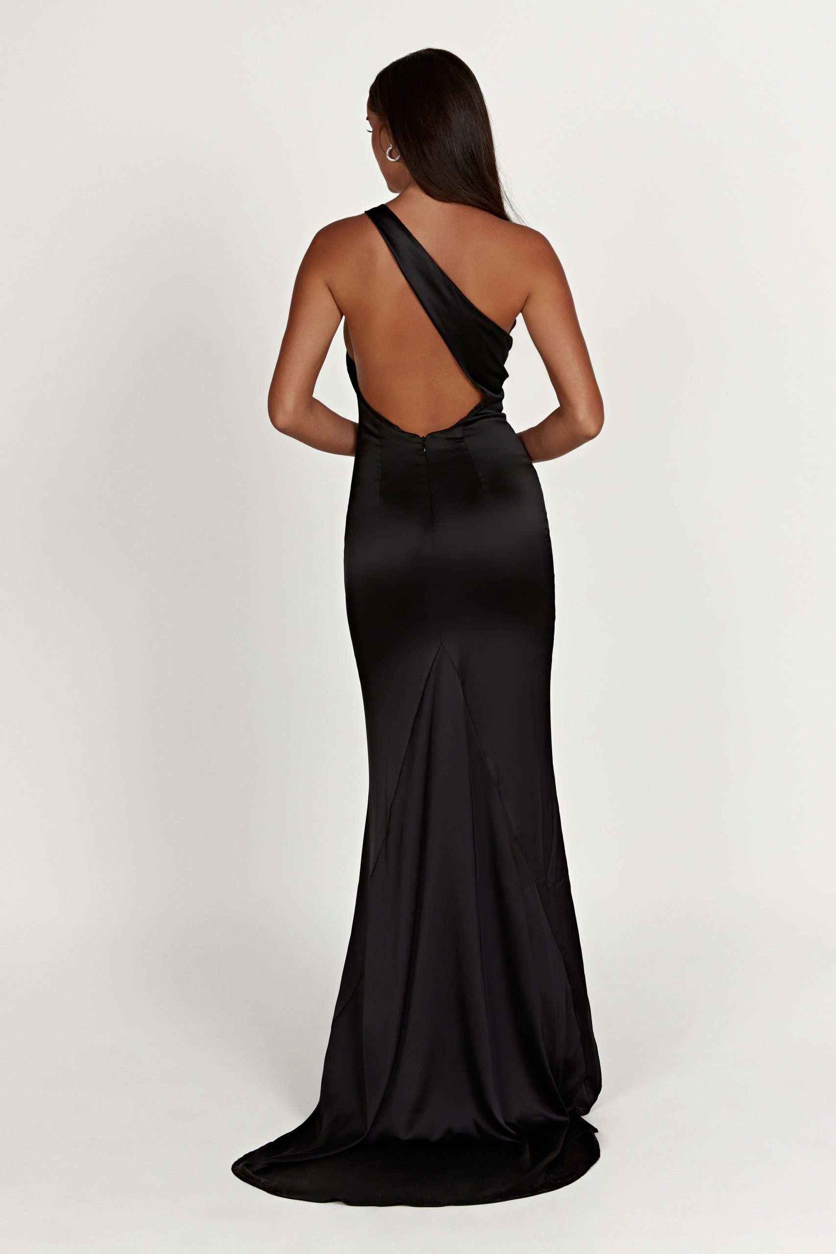 Harper One Shoulder Gown - Black - Image 8