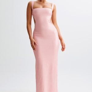 Adoria Sequin Cut Out Maxi Dress - Pale Pink