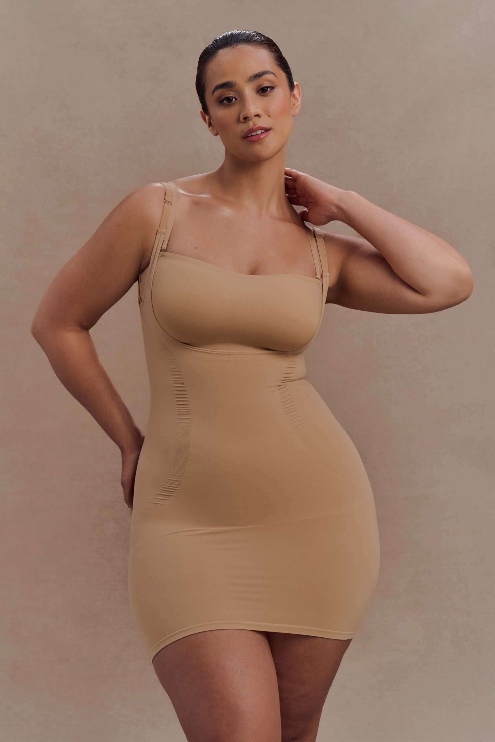 Jocelyn Backless Shapewear Mini Dress - Beige - Image 3