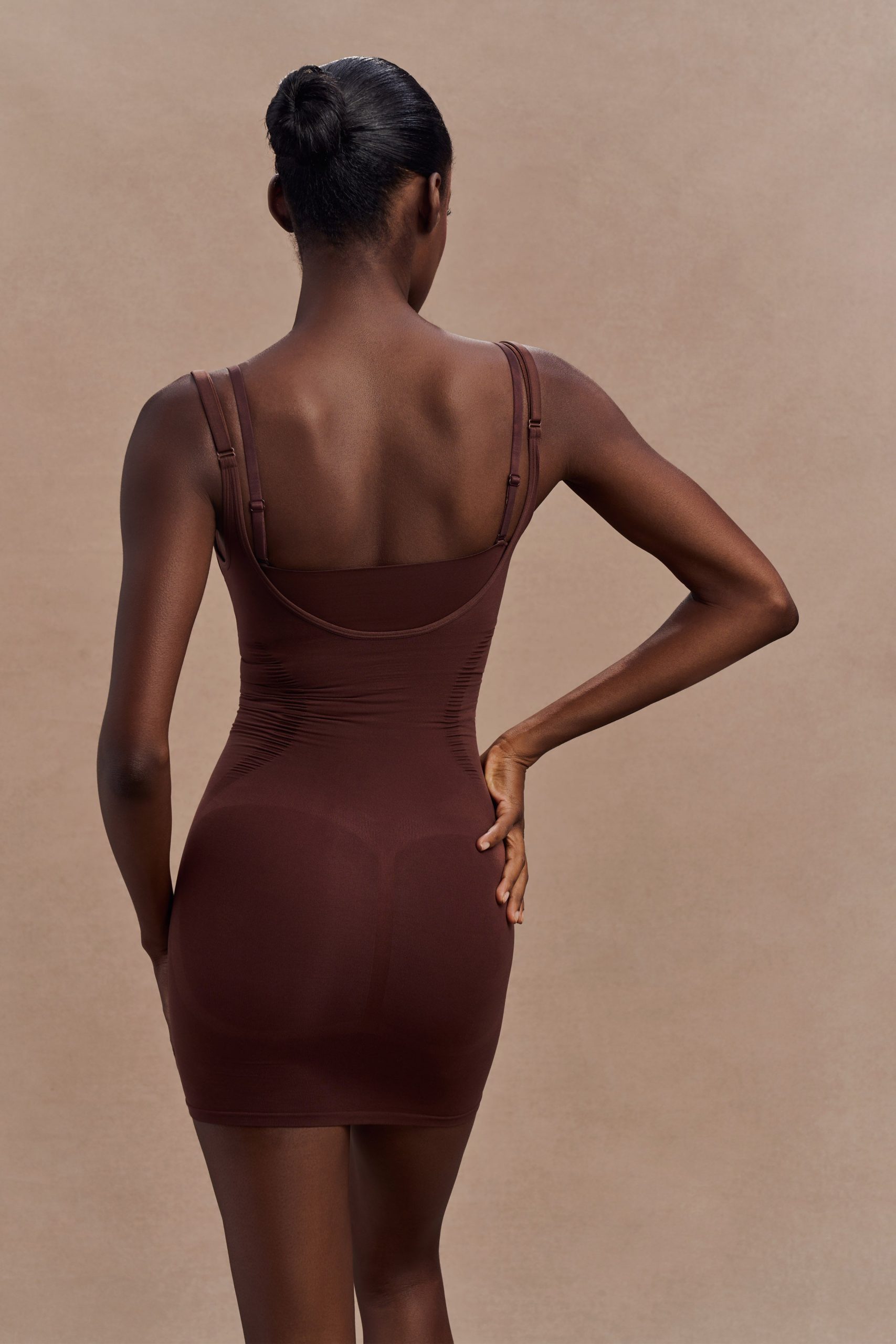 Jocelyn Backless Shapewear Mini Dress - Espresso - Image 2