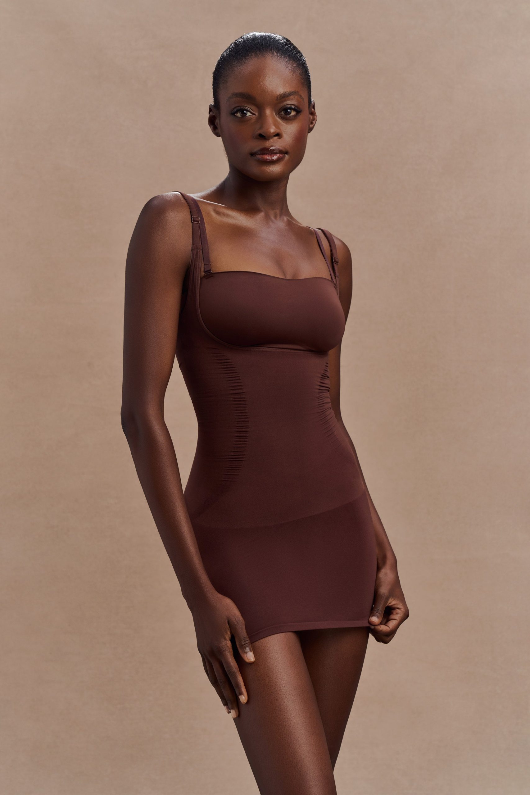Jocelyn Backless Shapewear Mini Dress - Espresso - Image 3