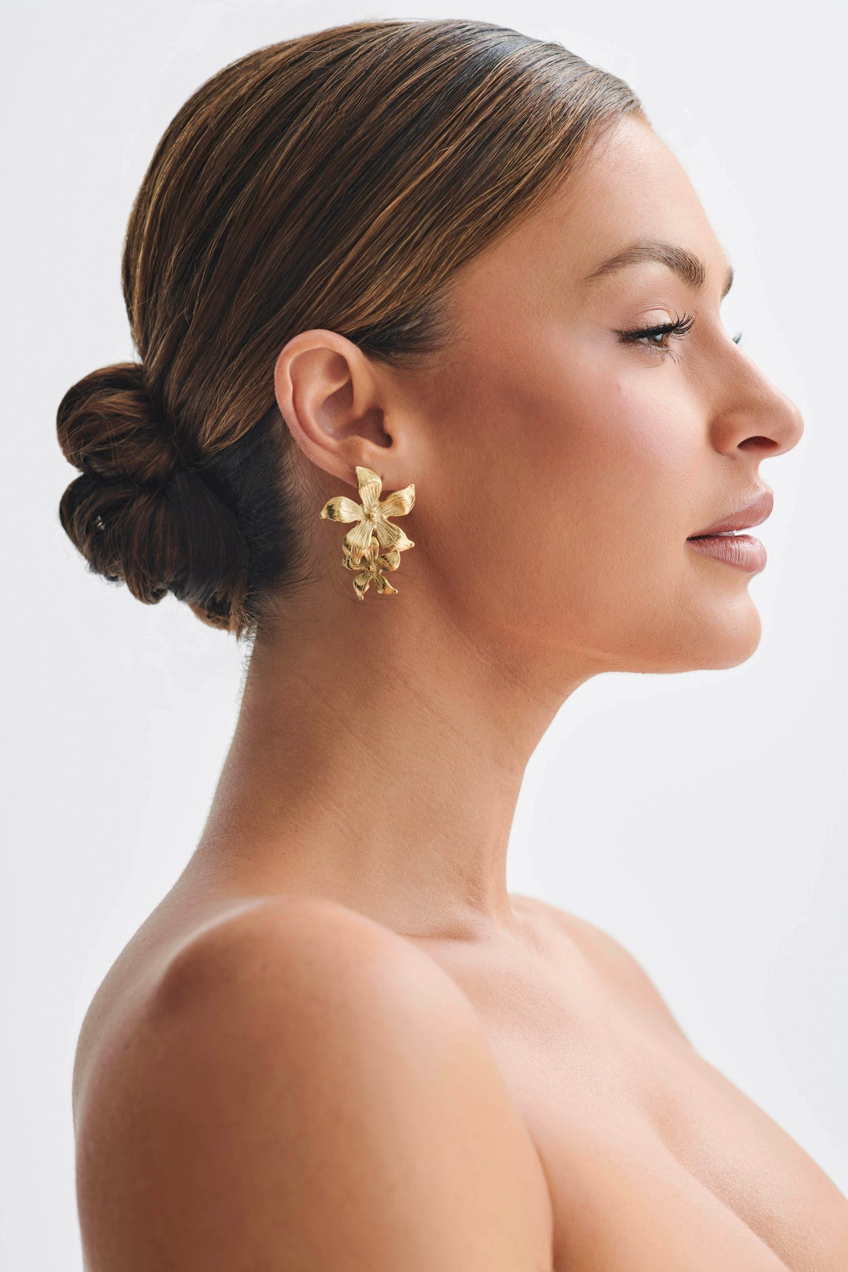 Infatuated Drop Flower Earrings - Gold - Image 2