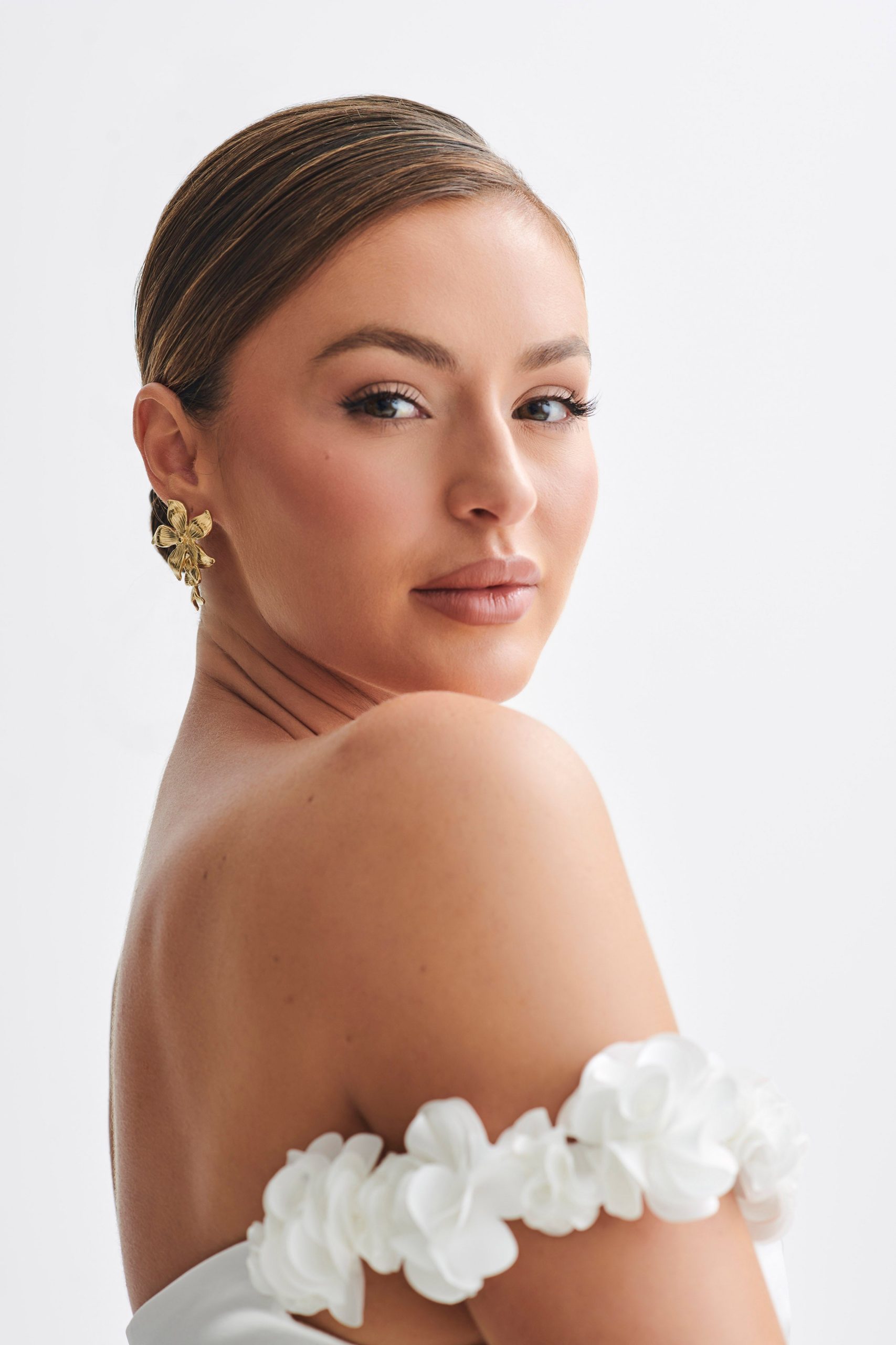 Infatuated Drop Flower Earrings - Gold - Image 3