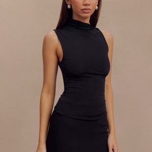 Hadleigh Sleeveless Slinky Top - Black