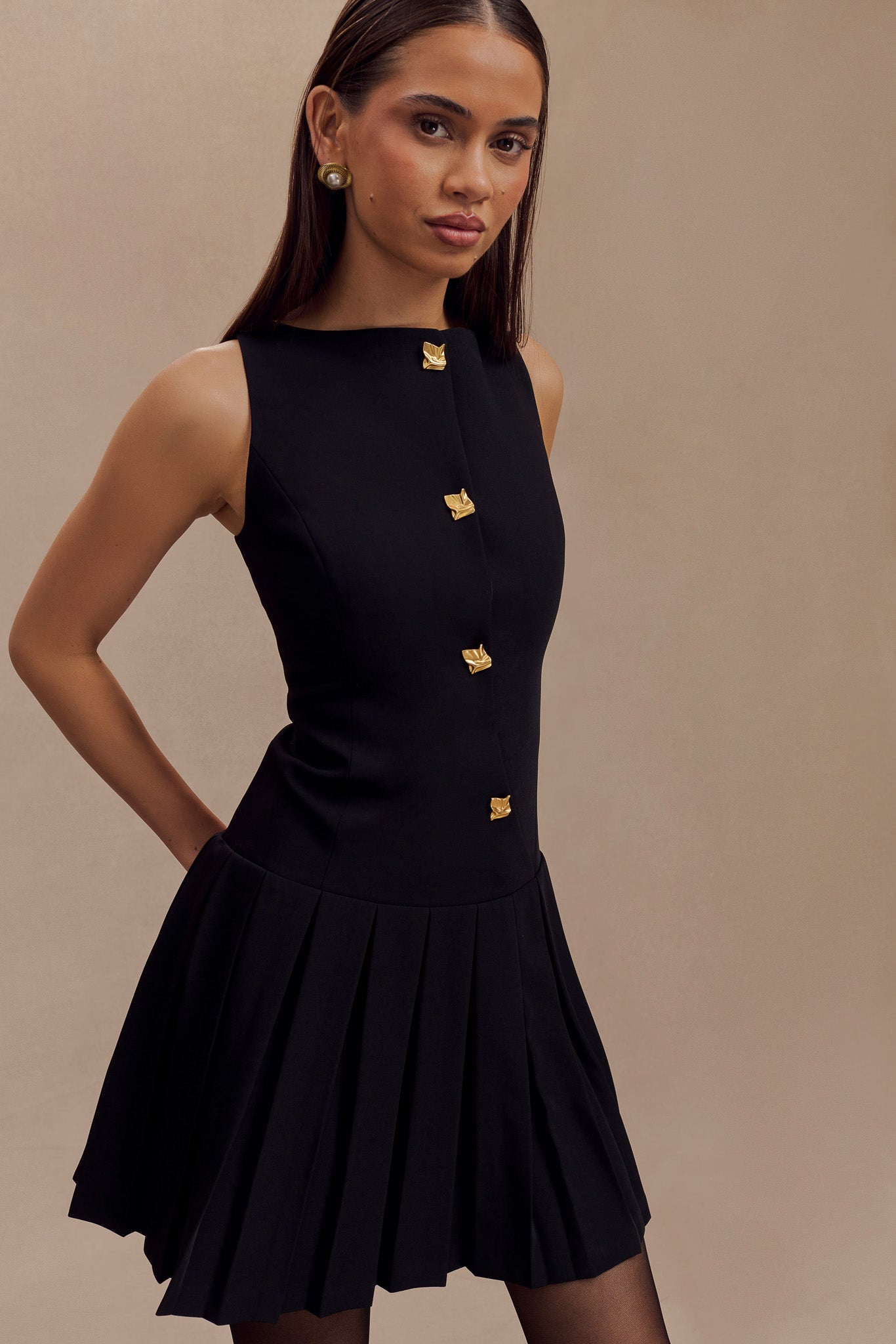 Mackenzie Sleeveless Pleated Mini Dress - Black - Image 7