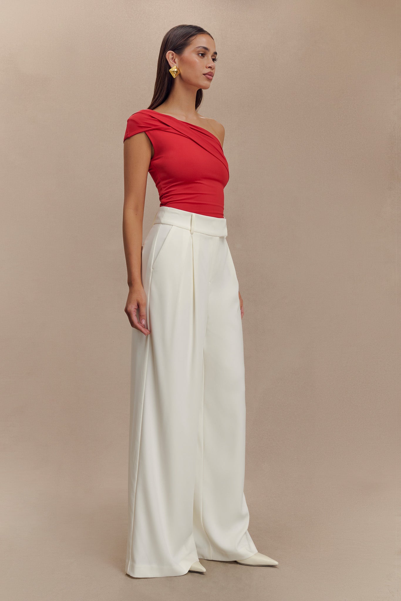 Jacqueline Pleated Wide Leg Pants - Ivory - Image 6