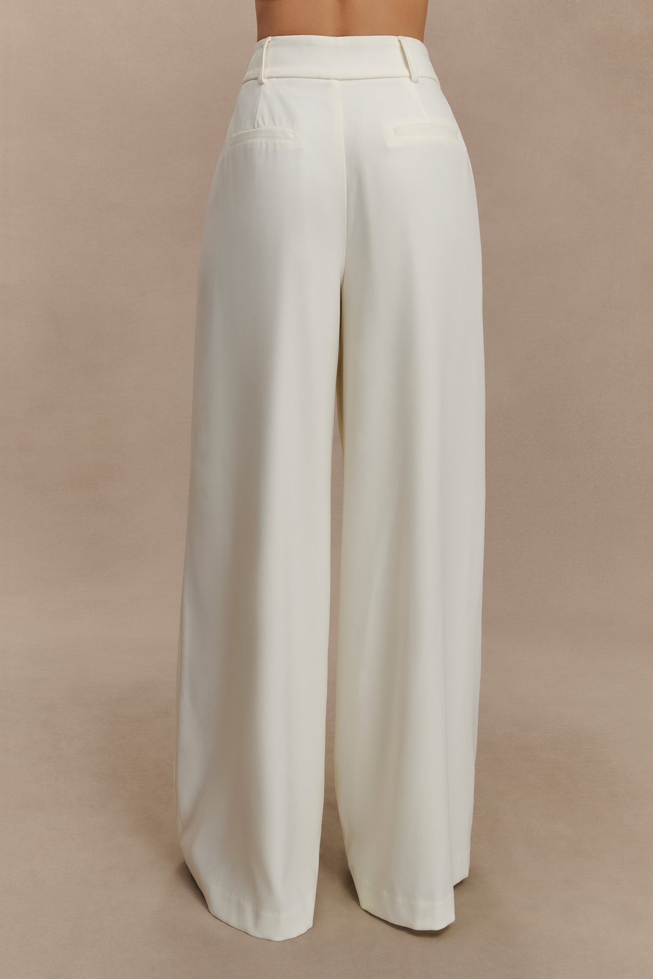 Jacqueline Pleated Wide Leg Pants - Ivory - Image 3