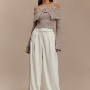 Jacqueline Pleated Wide Leg Pants - Ivory