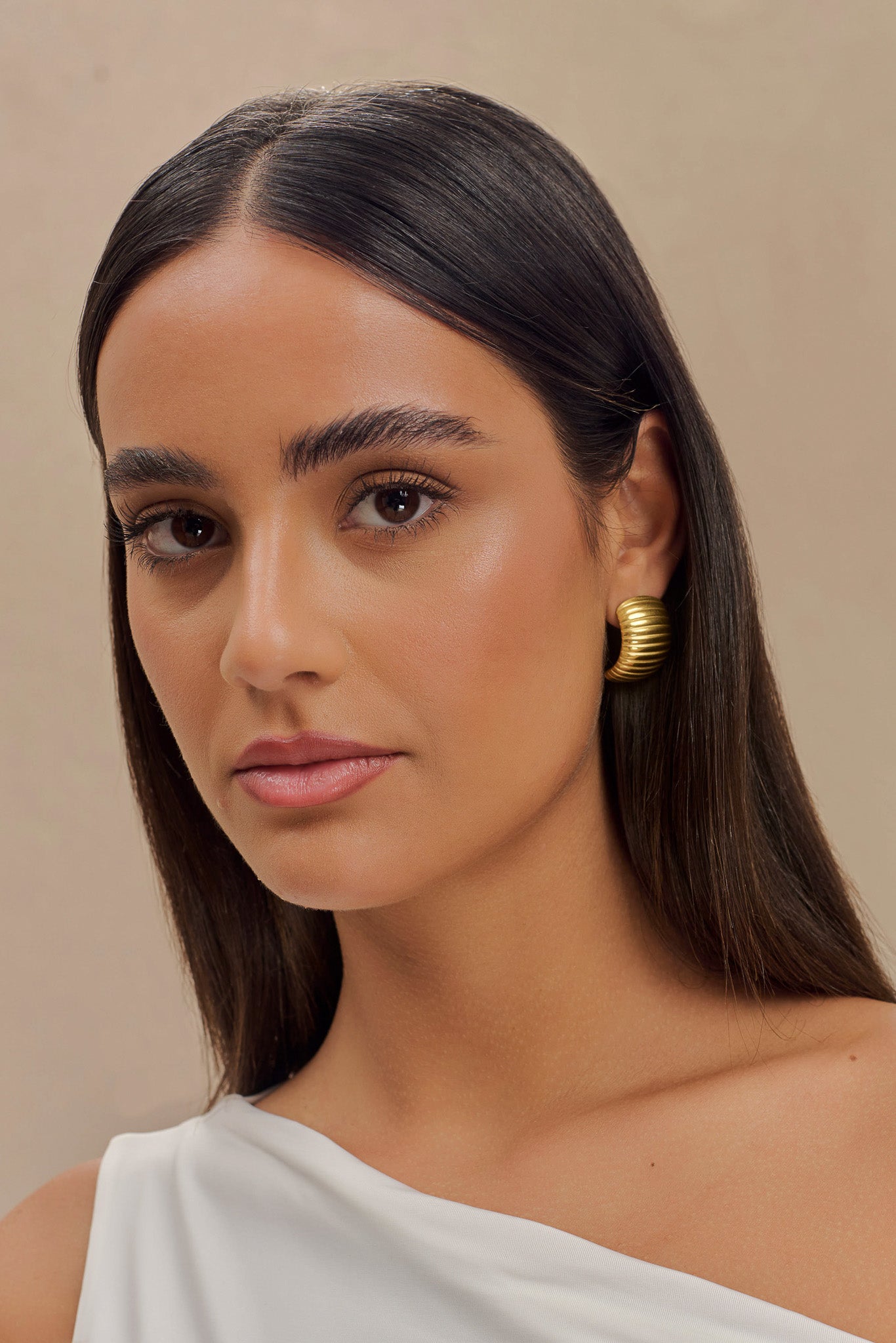 Amelia Textured Hoop - Gold - Image 4