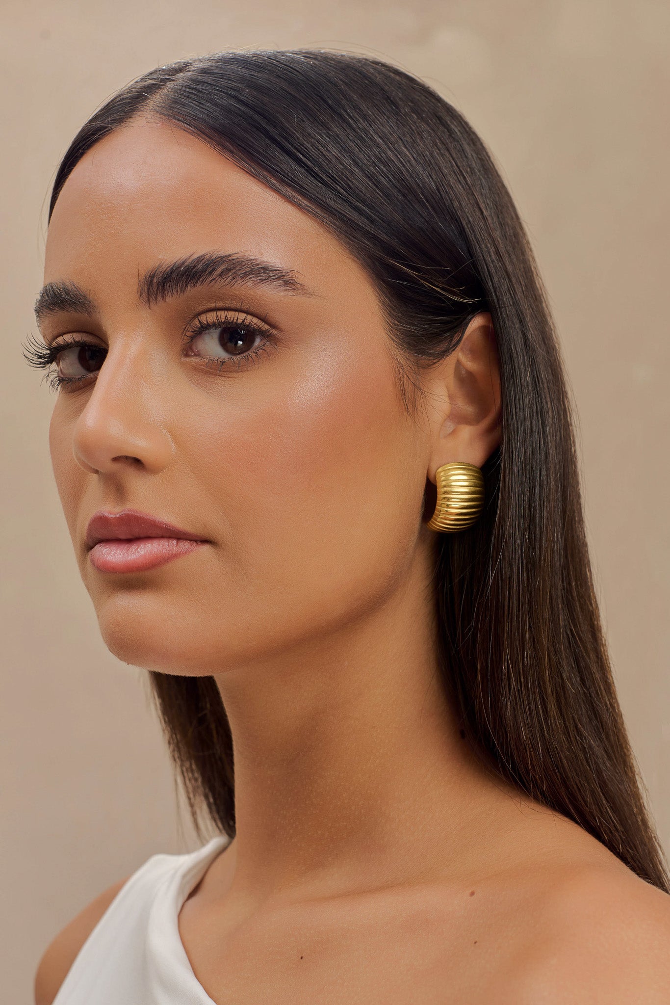 Amelia Textured Hoop - Gold - Image 5