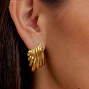Olympia Textured Square Earrings - Gold