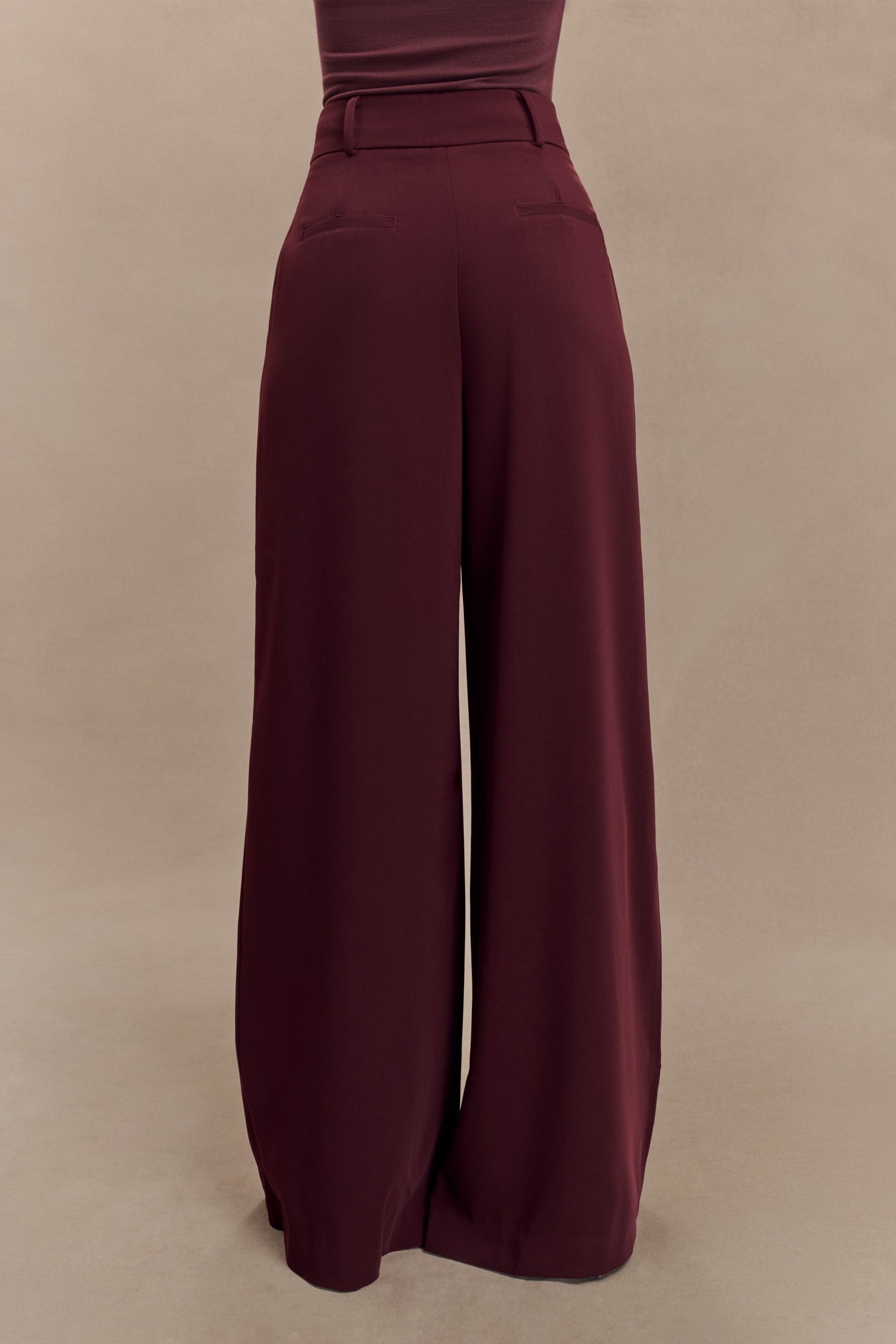 Jacqueline Pleated Wide Leg Pants - Mahogany - Image 3