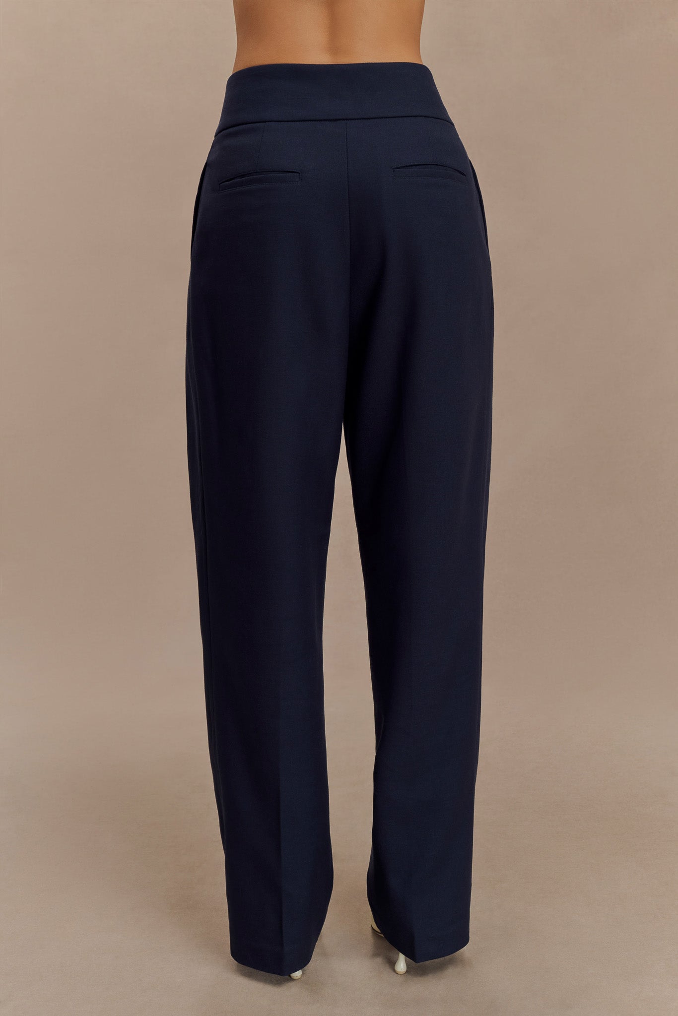 Penelope Pleated High Waisted Pants - Dark Navy - Image 2