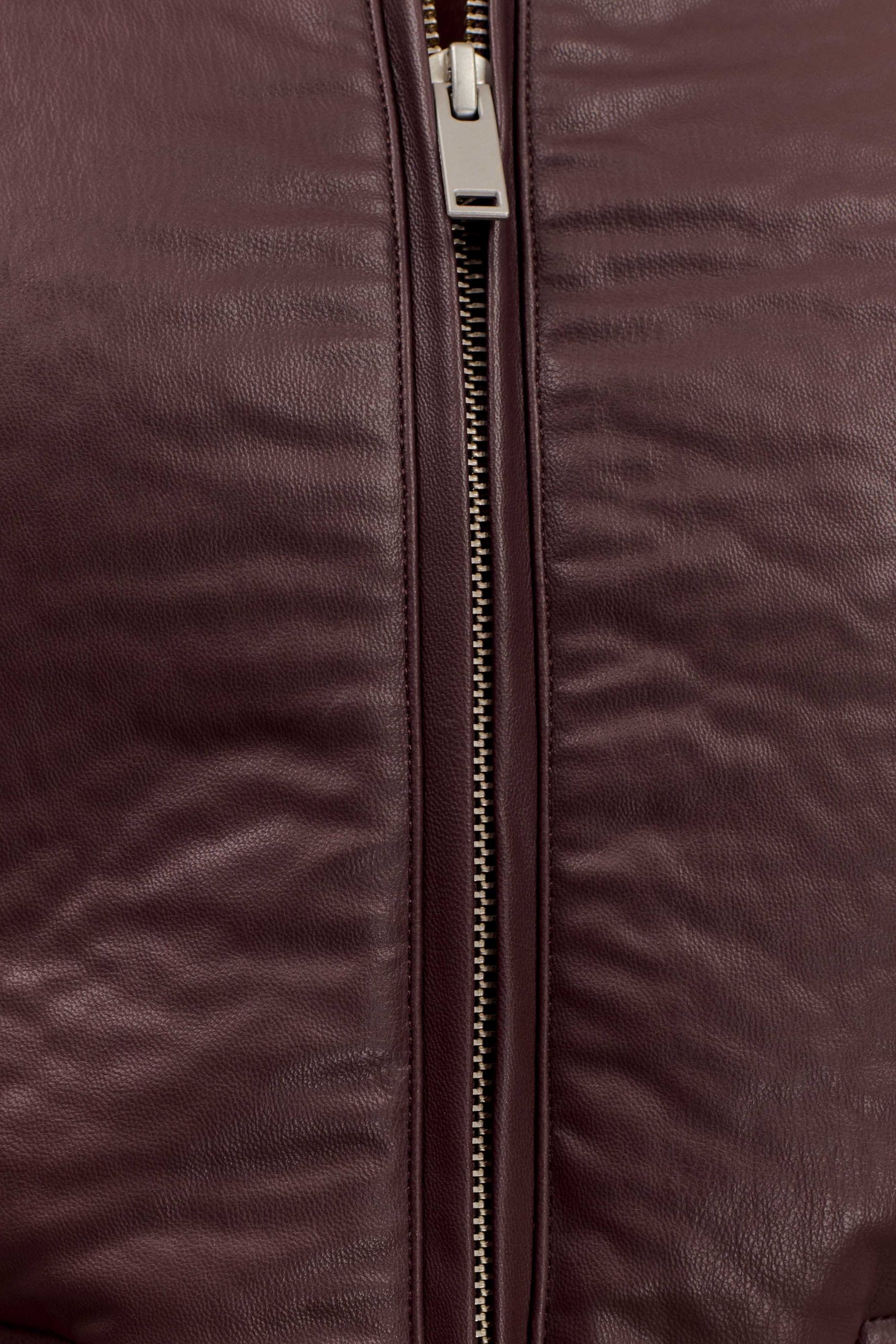 Codi Faux Leather Bomber Jacket - Merlot - Image 6