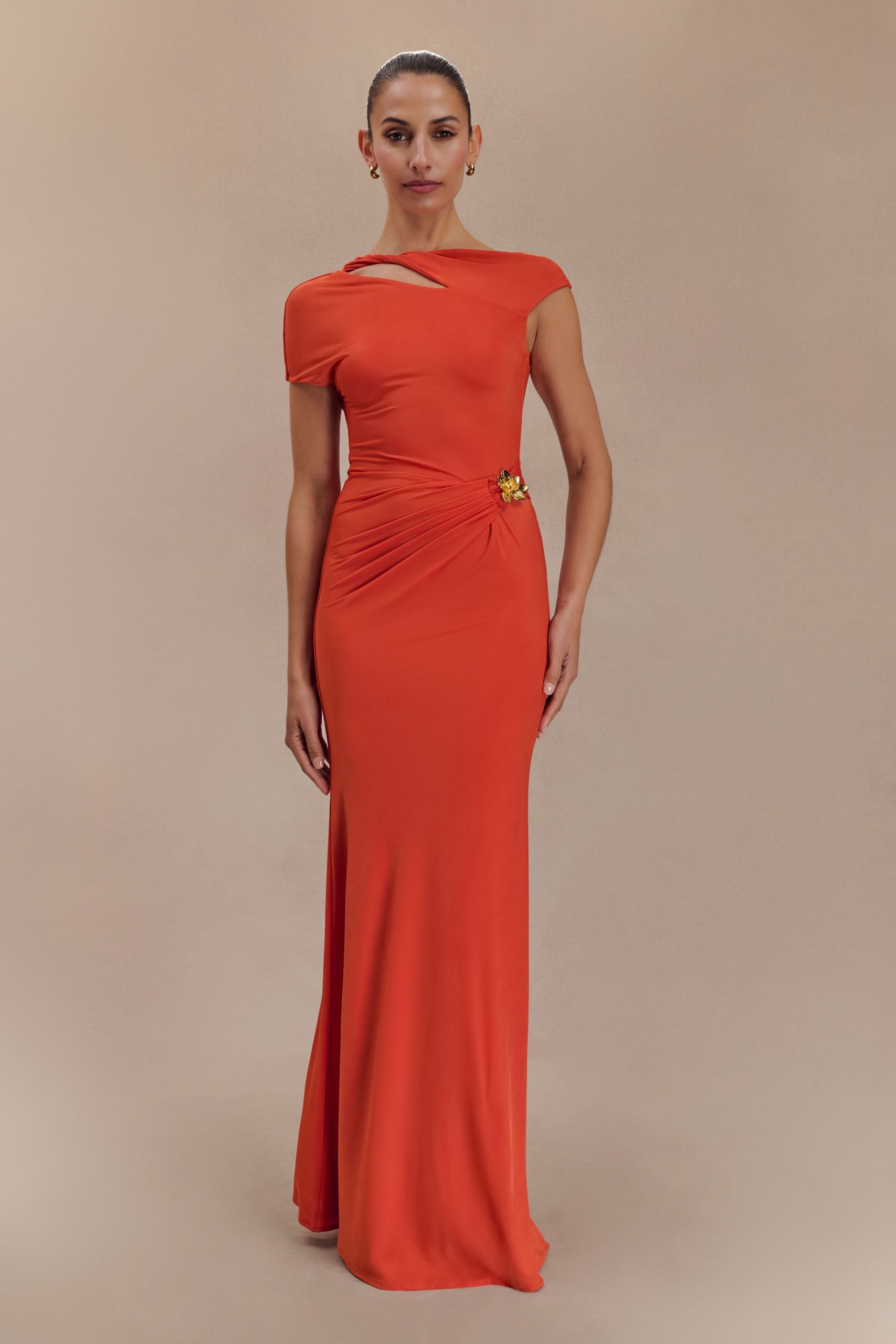 Kaida Slinky Maxi Dress With Hardware - Burnt Orange - Image 2