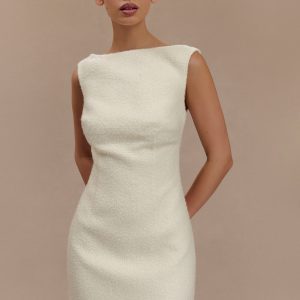Angela Textured Boucle Mini Dress - Ivory