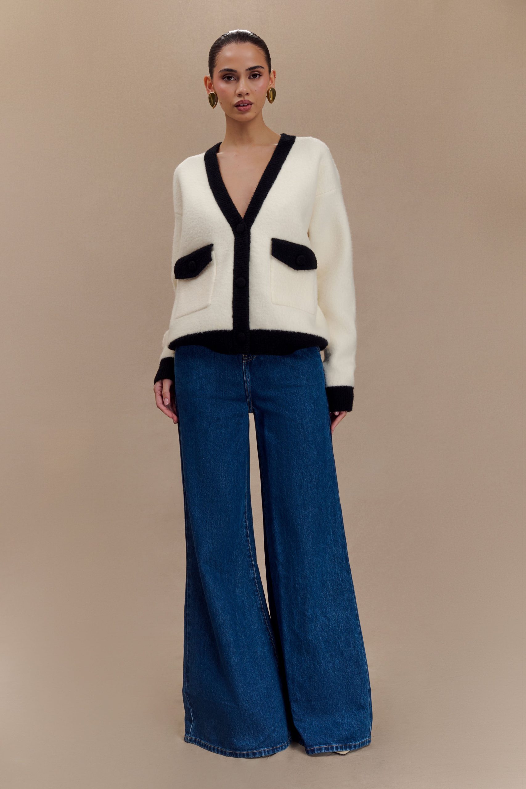 Jen Wide Leg Flare Denim Jeans - Dark Blue - Image 6