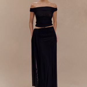 Arna Mesh Maxi Skirt - Black