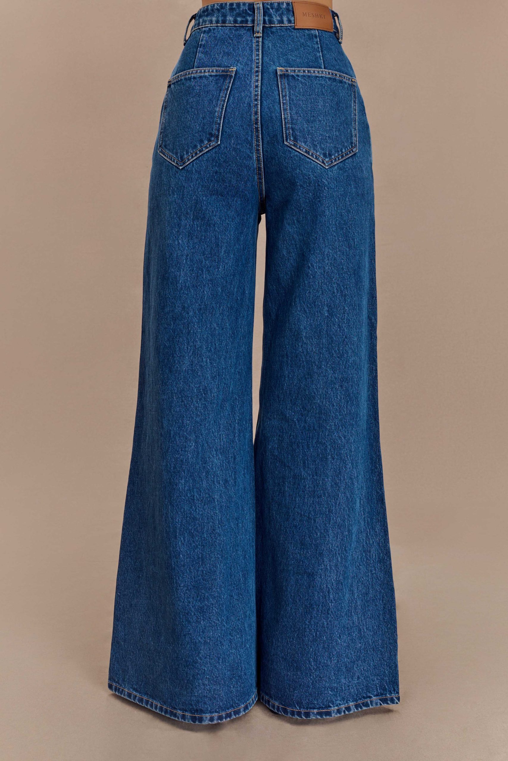 Jen Wide Leg Flare Denim Jeans - Dark Blue - Image 3