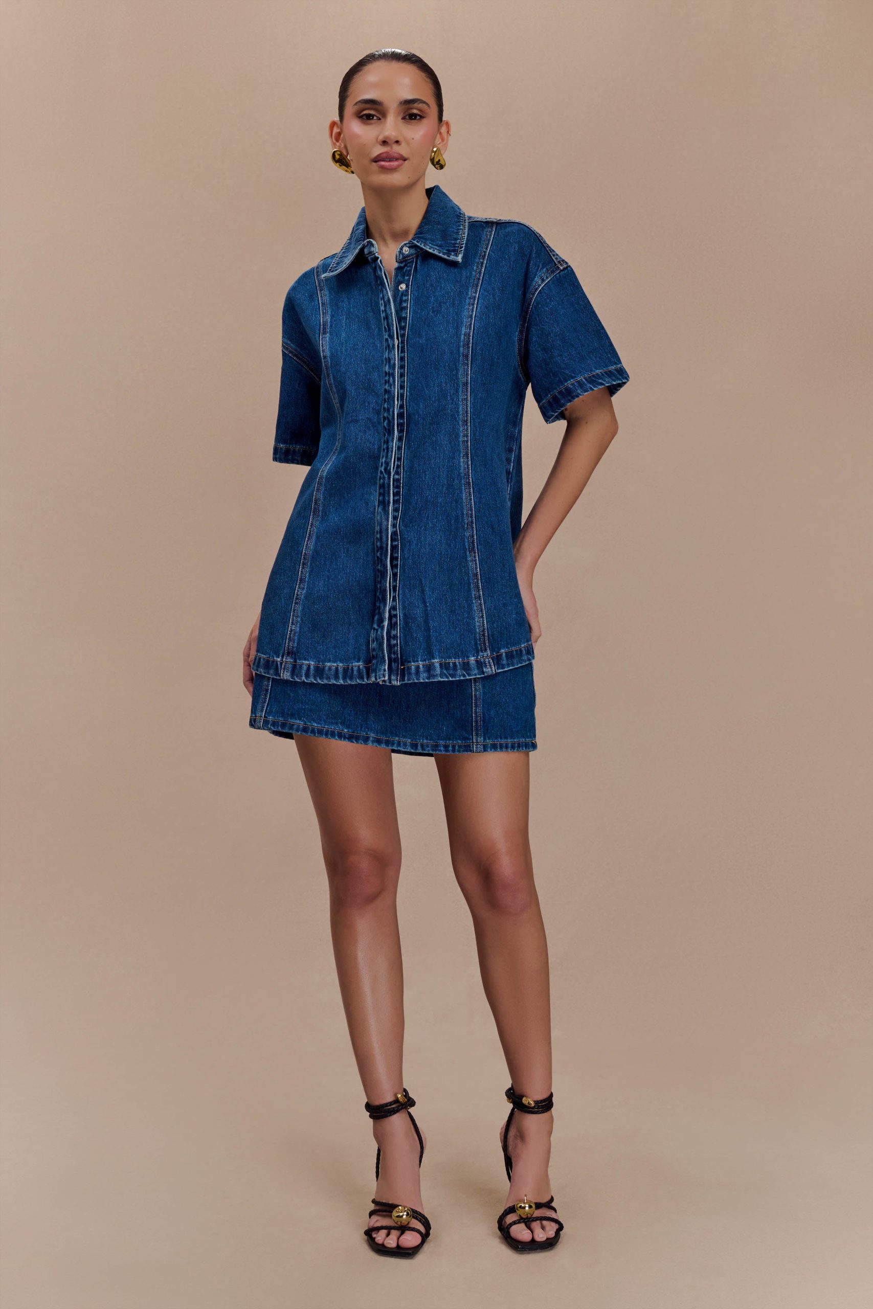 Maya Oversized Denim Shirt - Dark Blue - Image 7