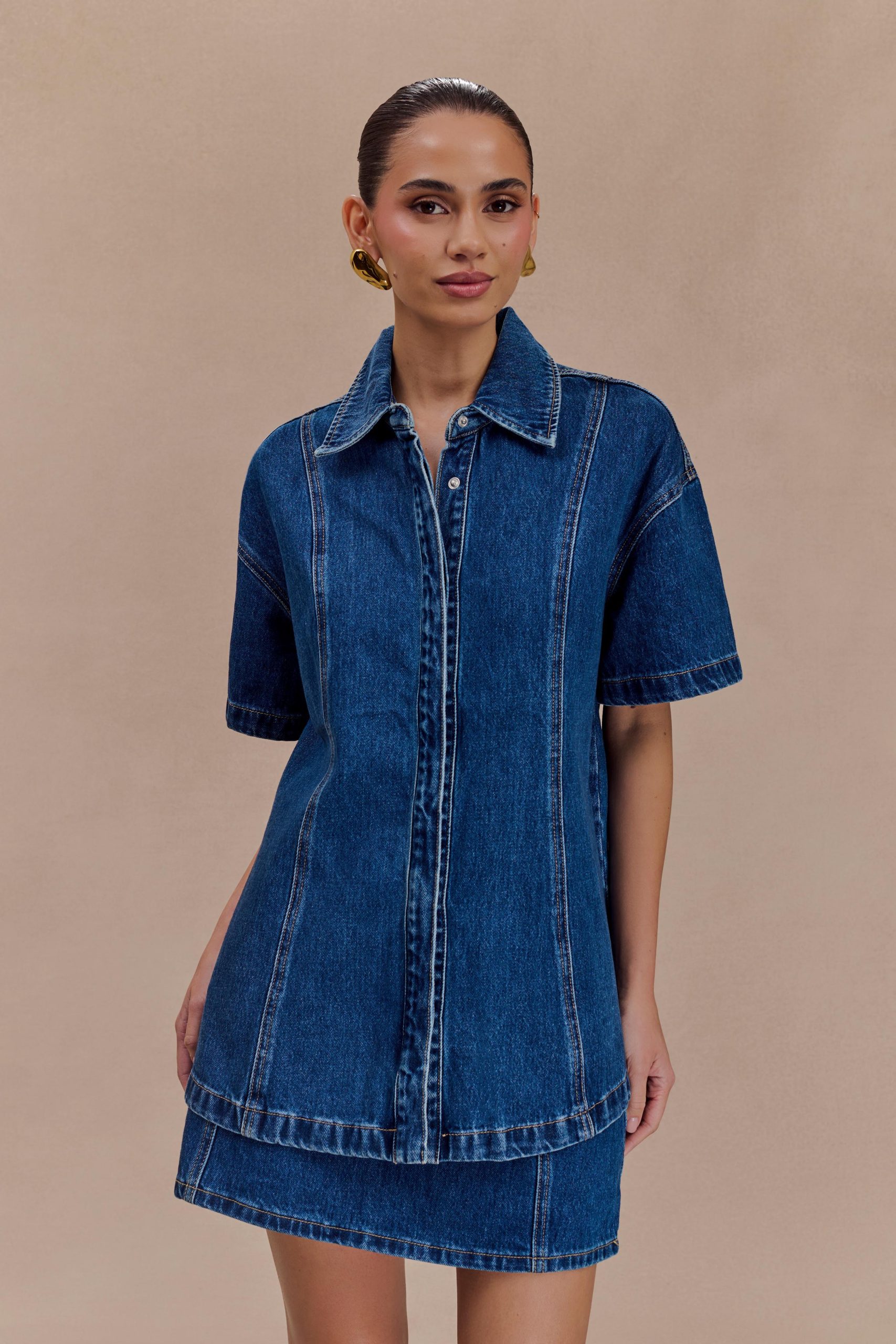 Maya Oversized Denim Shirt - Dark Blue - Image 2