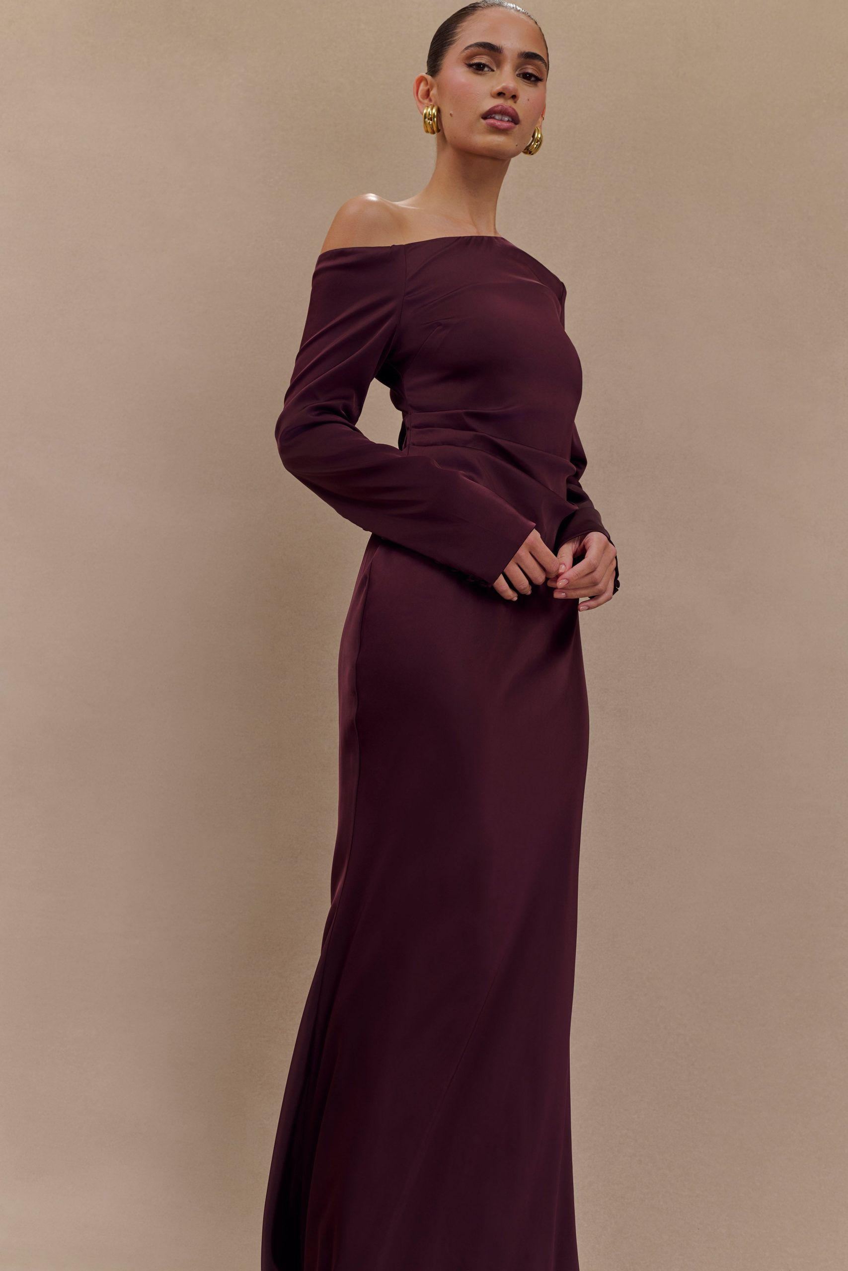 Avery Long Sleeve Maxi Dress - Plum - Image 3