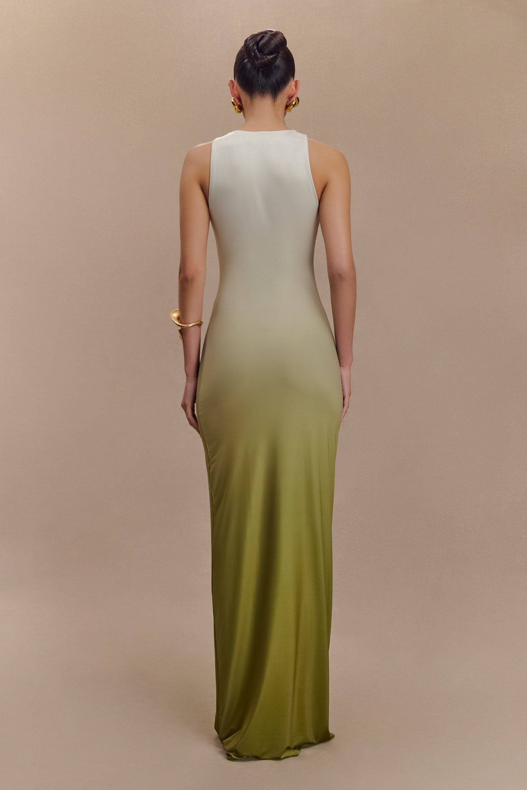 Stella Draped Slinky Maxi Dress - Ombre Vintage Olive - Image 2