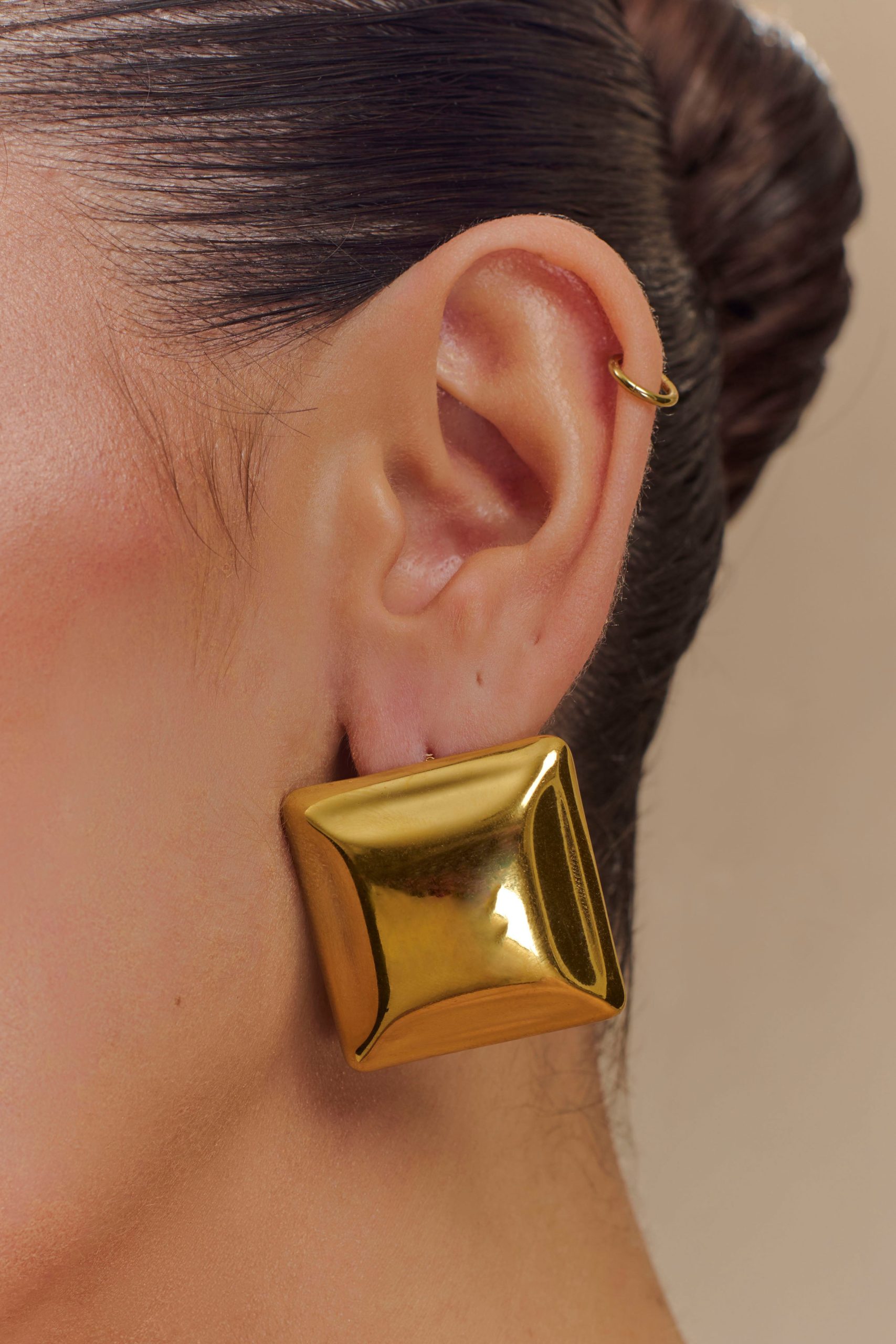 Wilma Square Earrings - Gold - Image 3