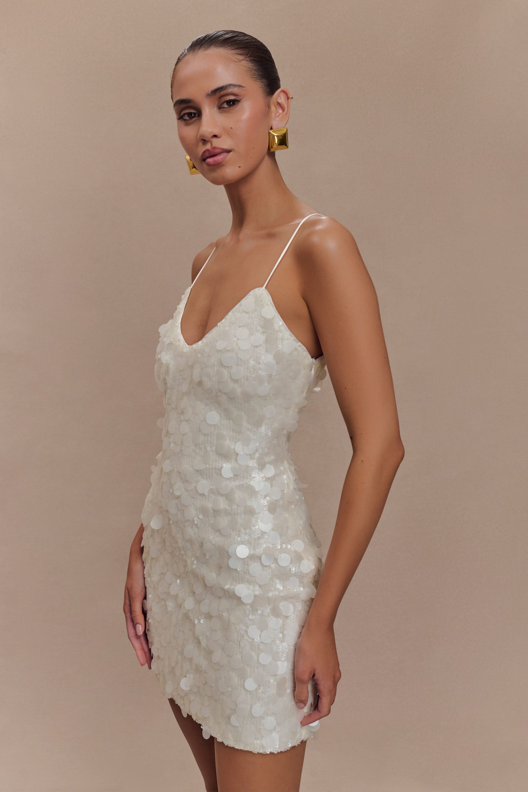 Romilly Sequin Mini Dress - Ivory - Image 4