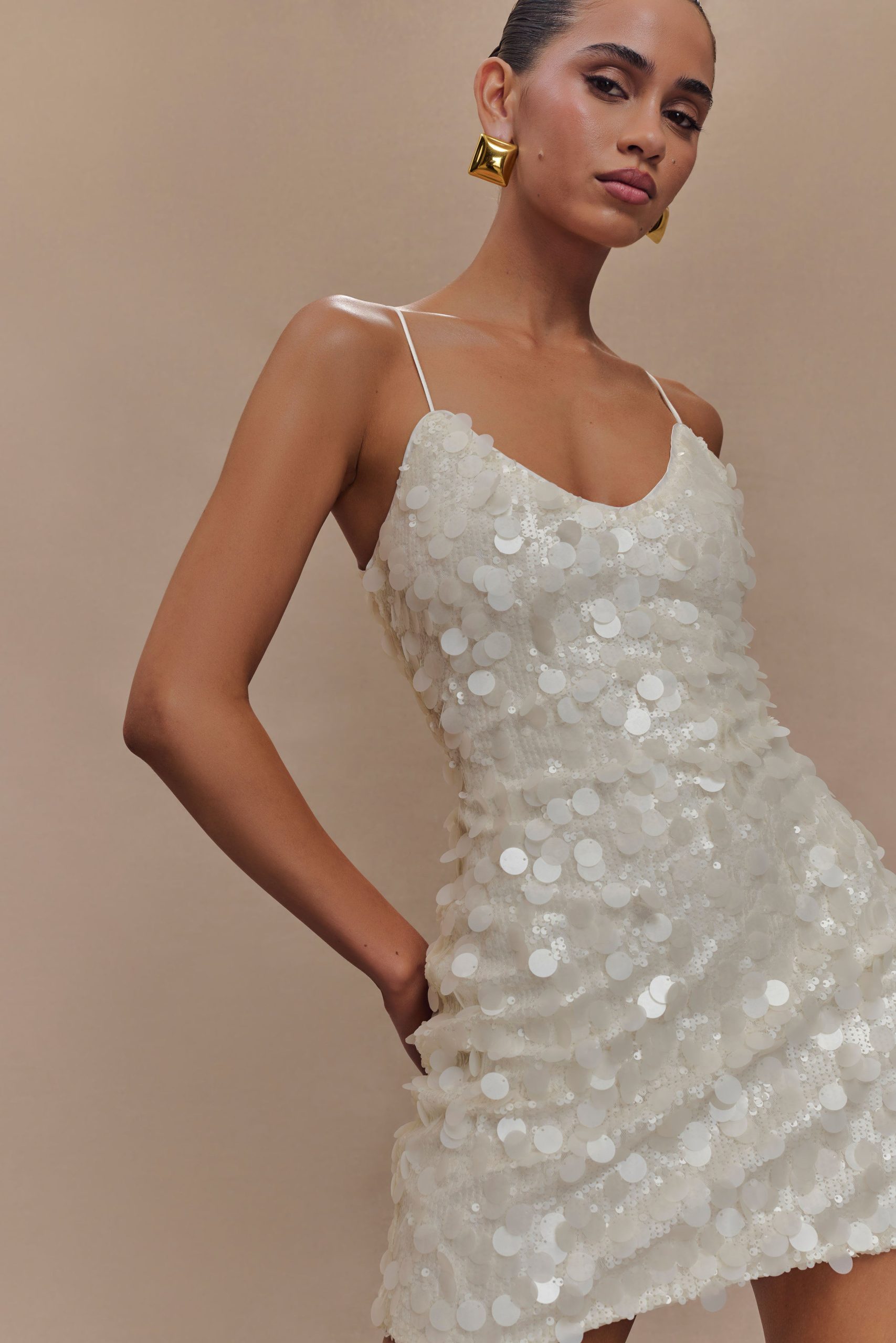 Romilly Sequin Mini Dress - Ivory - Image 3