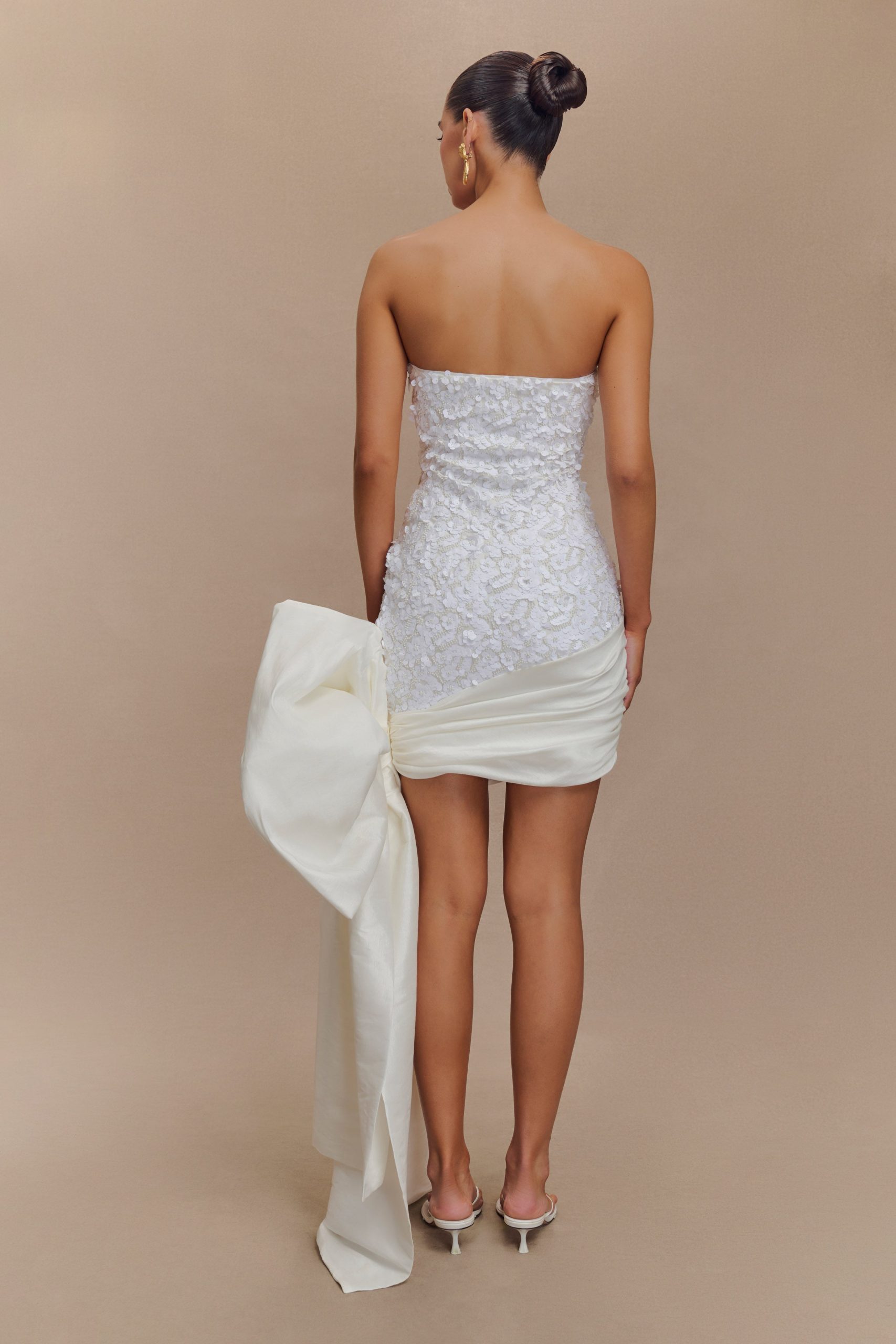 Franka Strapless Bow Mini Dress - White - Image 2