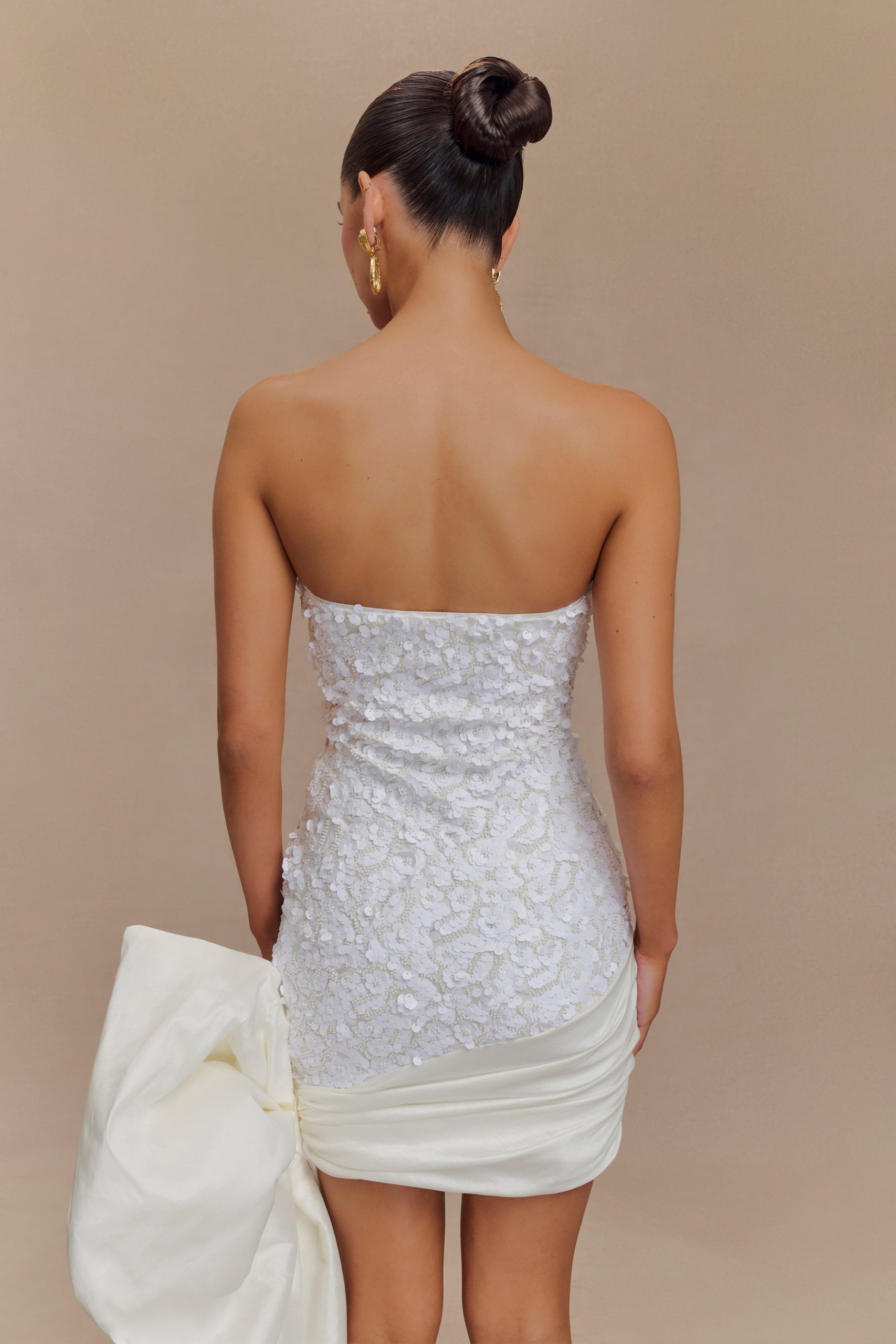 Franka Strapless Bow Mini Dress - White - Image 6
