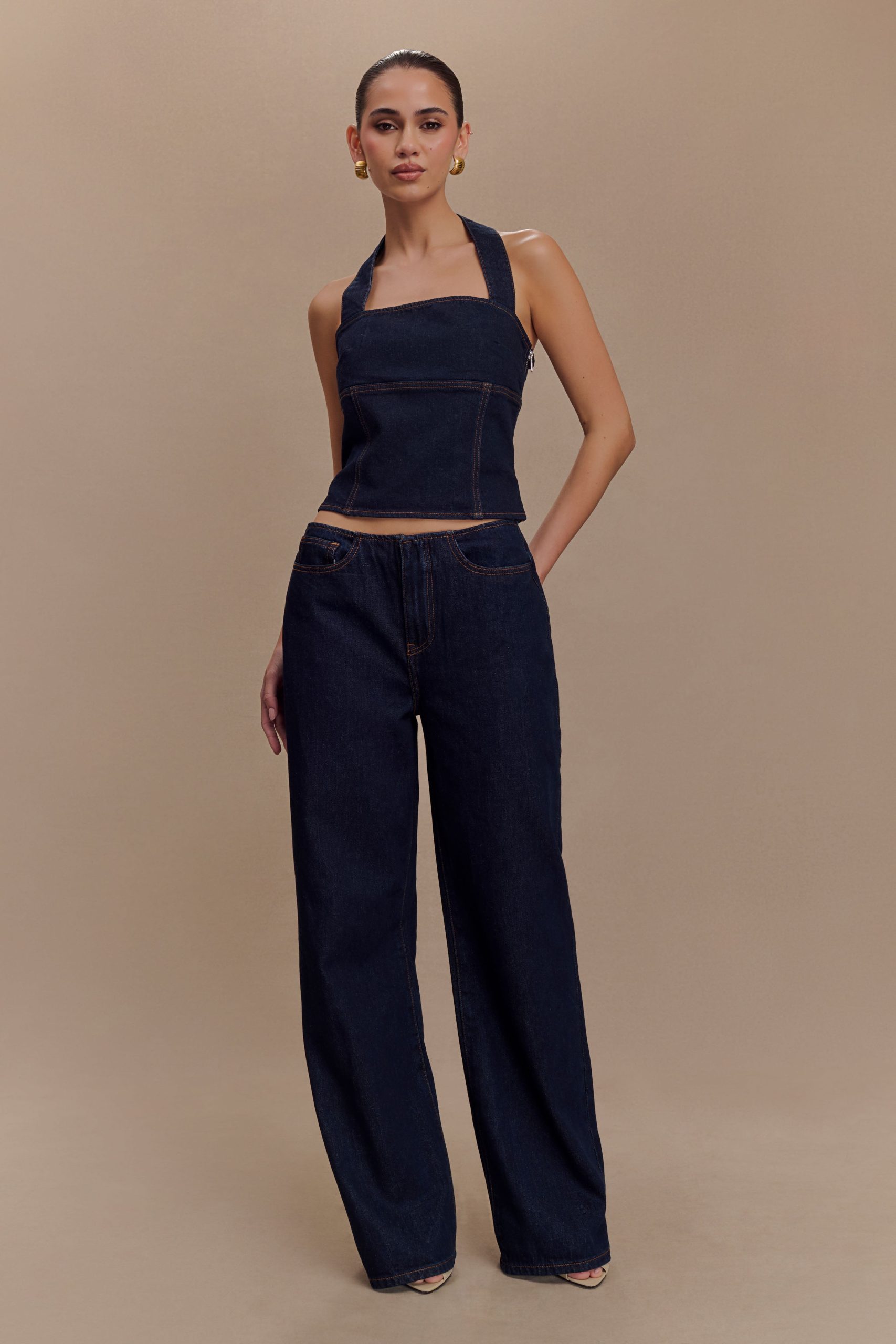 Caitlin Mid Rise Denim Jeans - Indigo Blue - Image 3