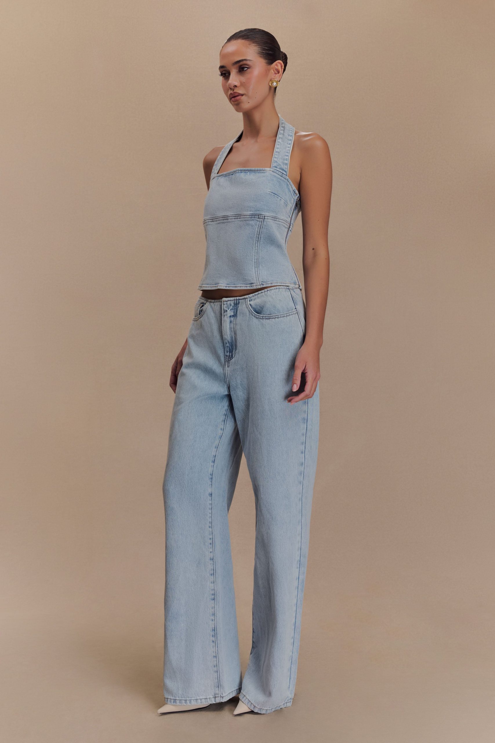 Caitlin Mid Rise Denim Jeans - Light Blue - Image 3
