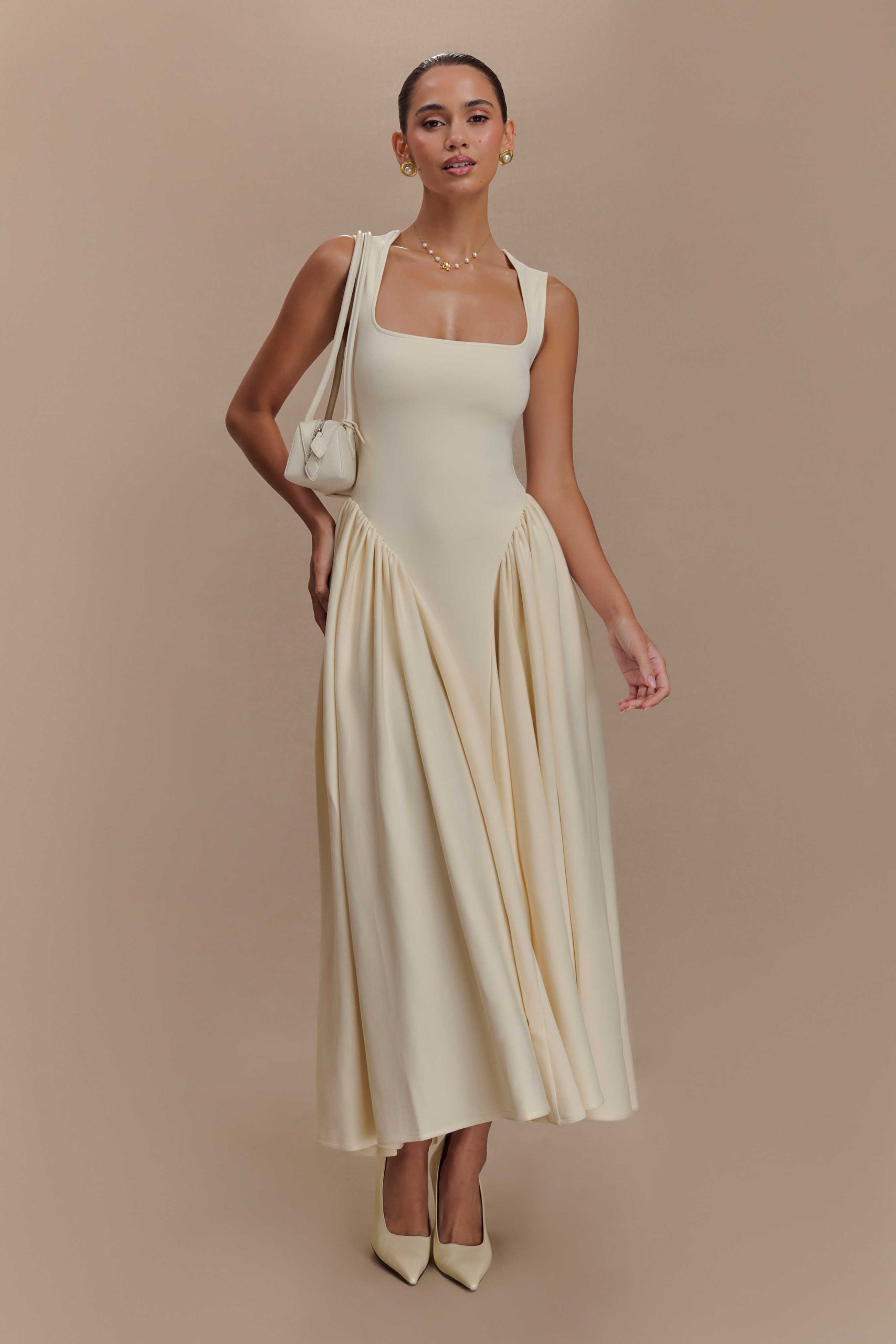Sharon Scuba Jersey Midi Dress - Ivory - Image 2