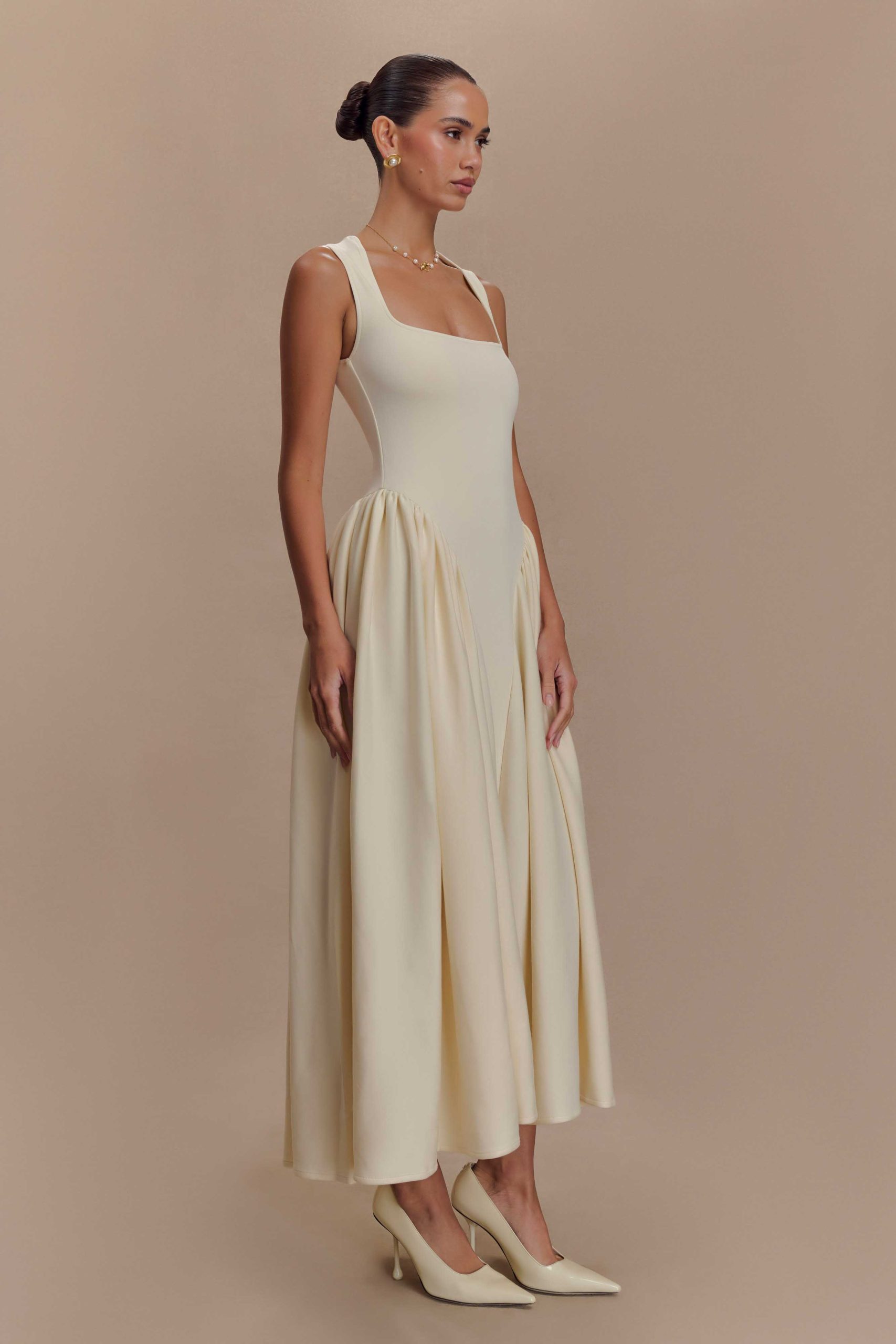 Sharon Scuba Jersey Midi Dress - Ivory - Image 5