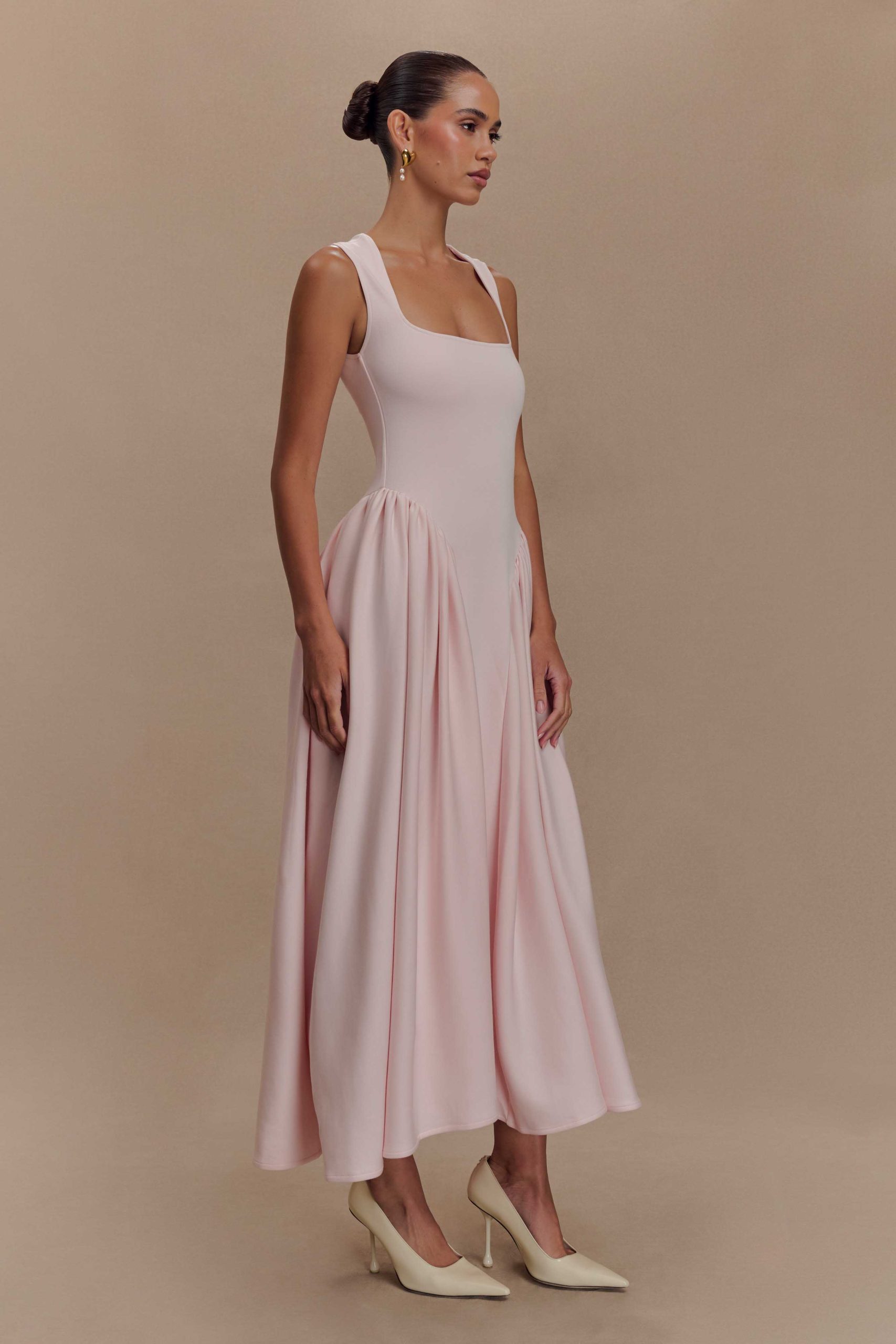 Sharon Scuba Jersey Midi Dress - Ballet Pink - Image 5