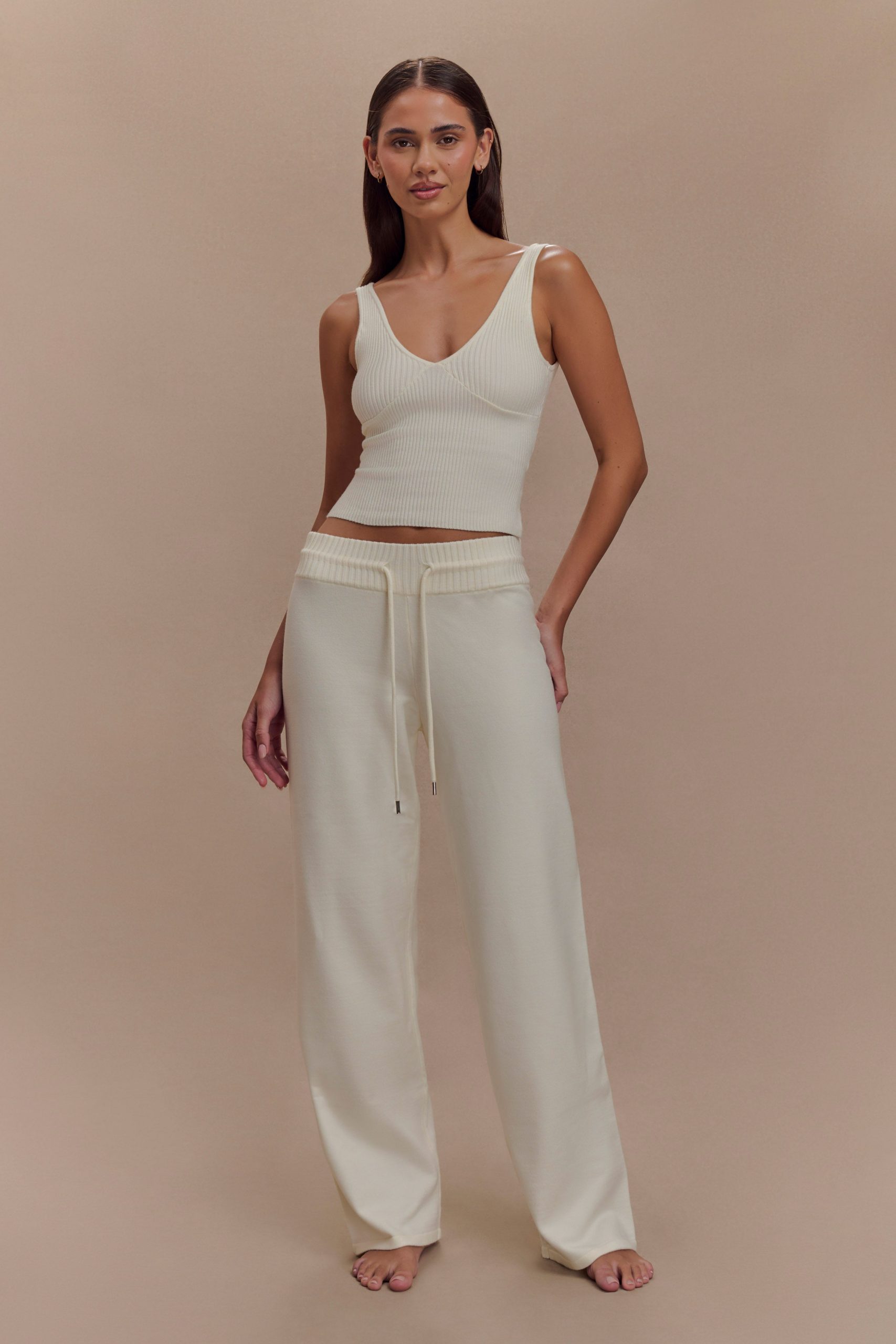 Natalya Knit Wide Leg Pants - Ivory - Image 6