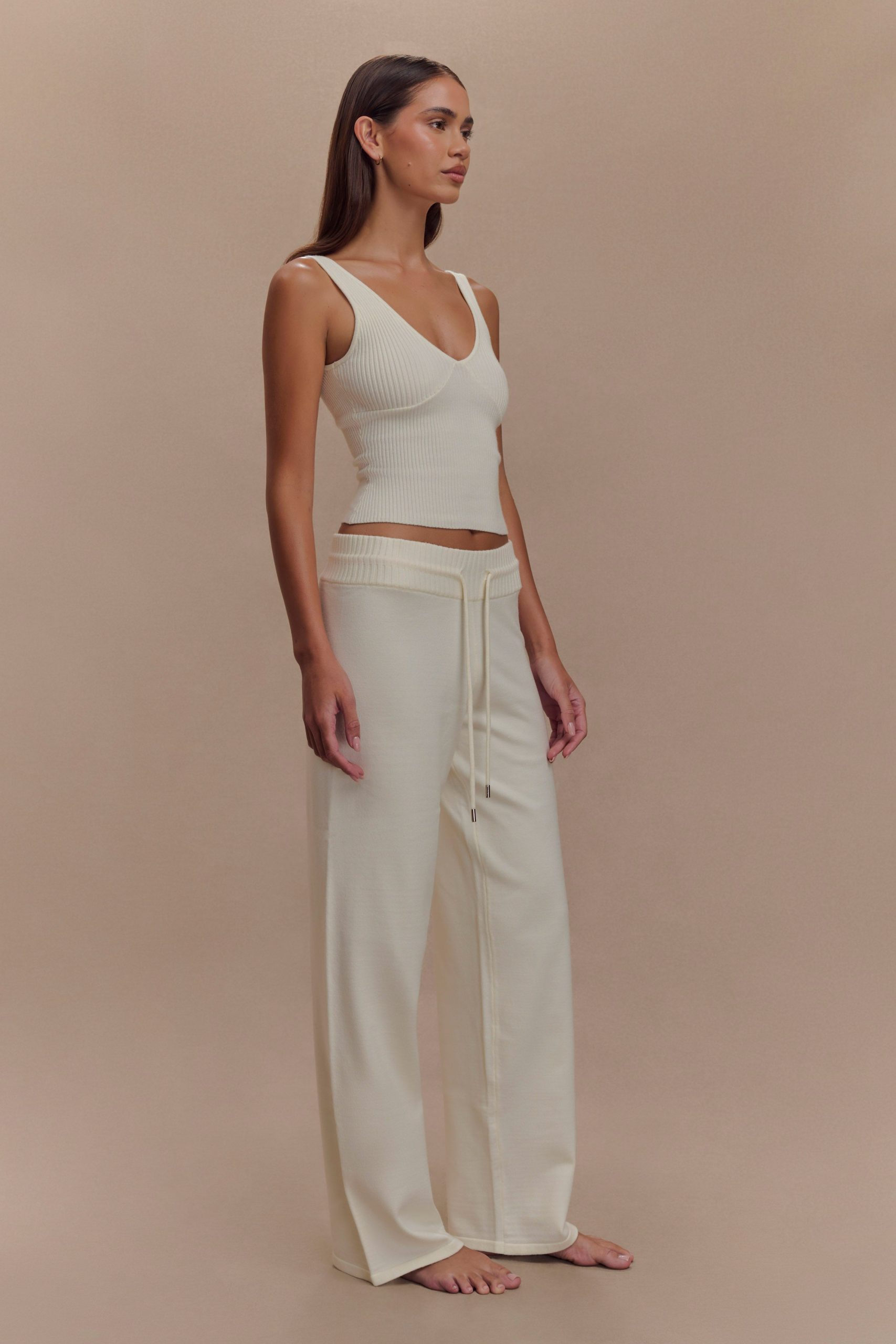 Natalya Knit Wide Leg Pants - Ivory - Image 5