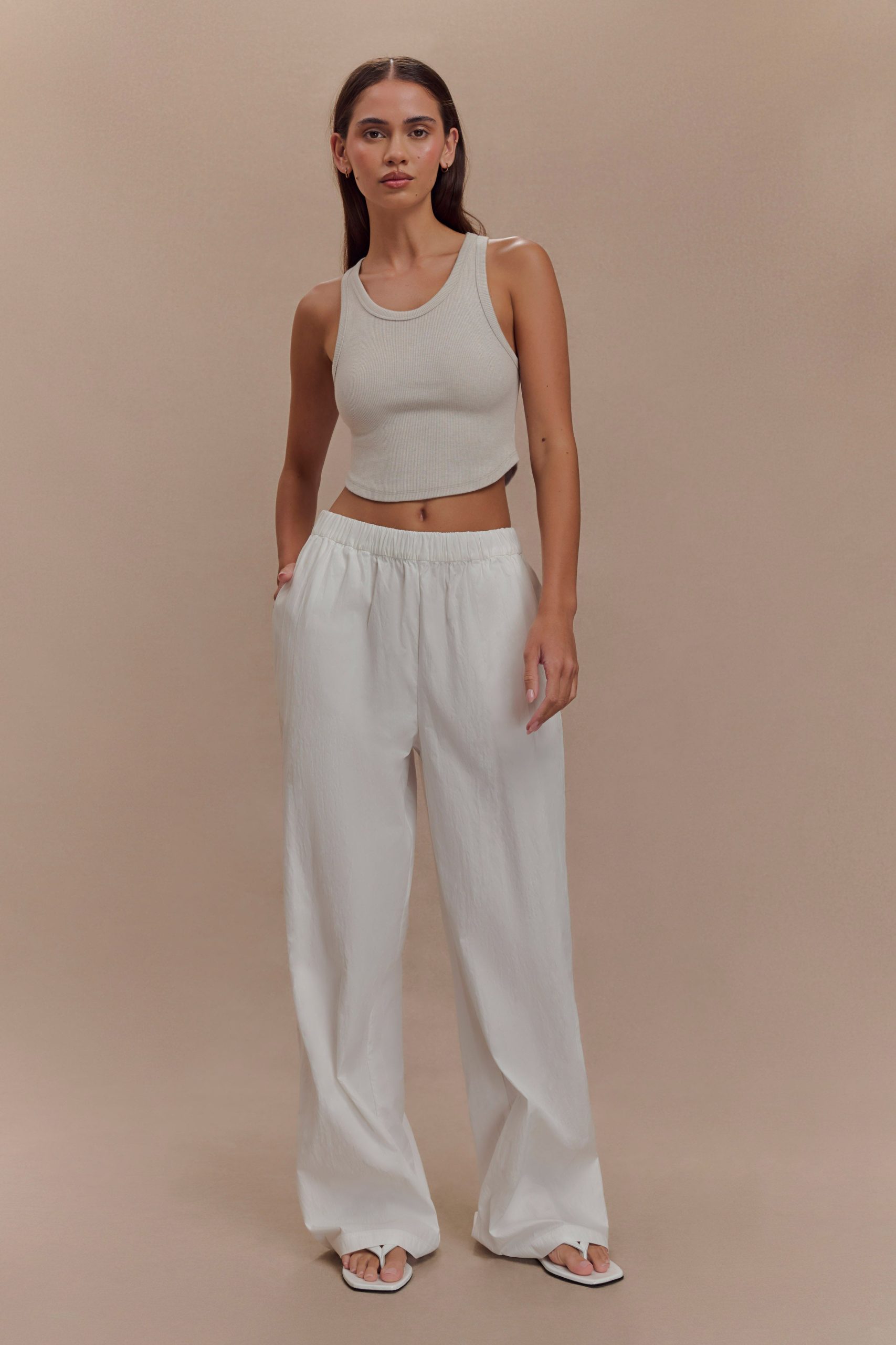 Campbell Cotton Wide Leg Pants - White - Image 7