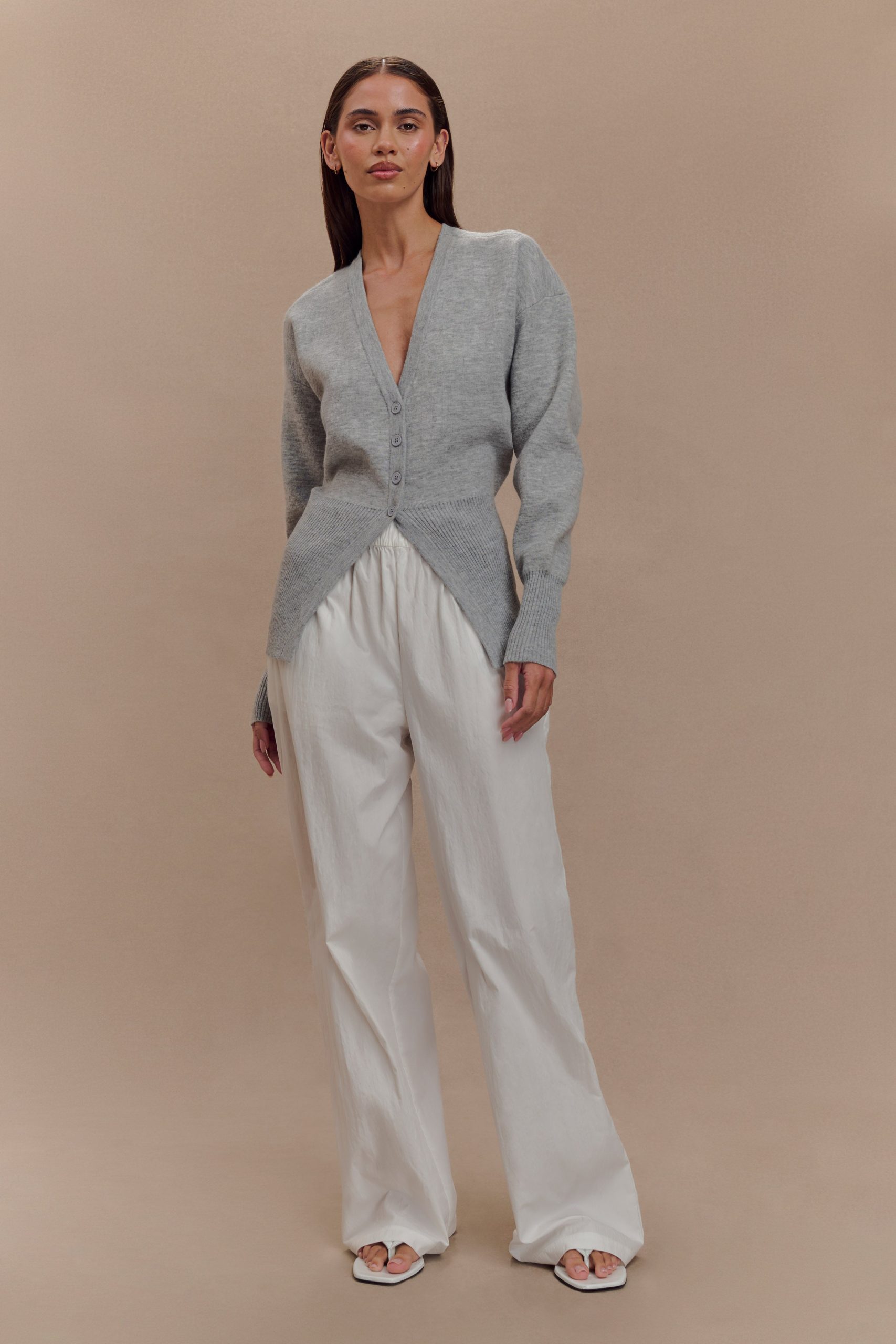Alexia Buttoned Oversized Cardigan - Grey Marle - Image 6