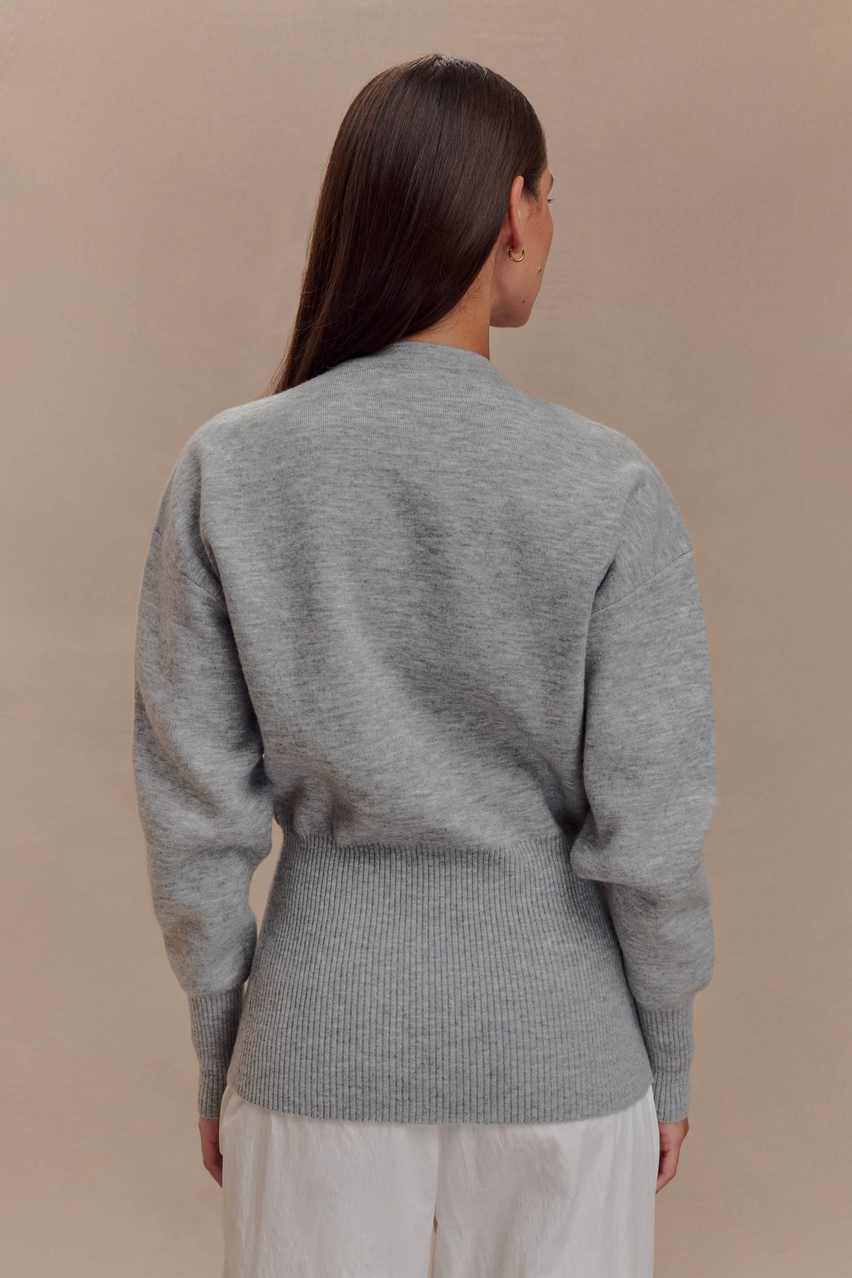 Alexia Buttoned Oversized Cardigan - Grey Marle - Image 3