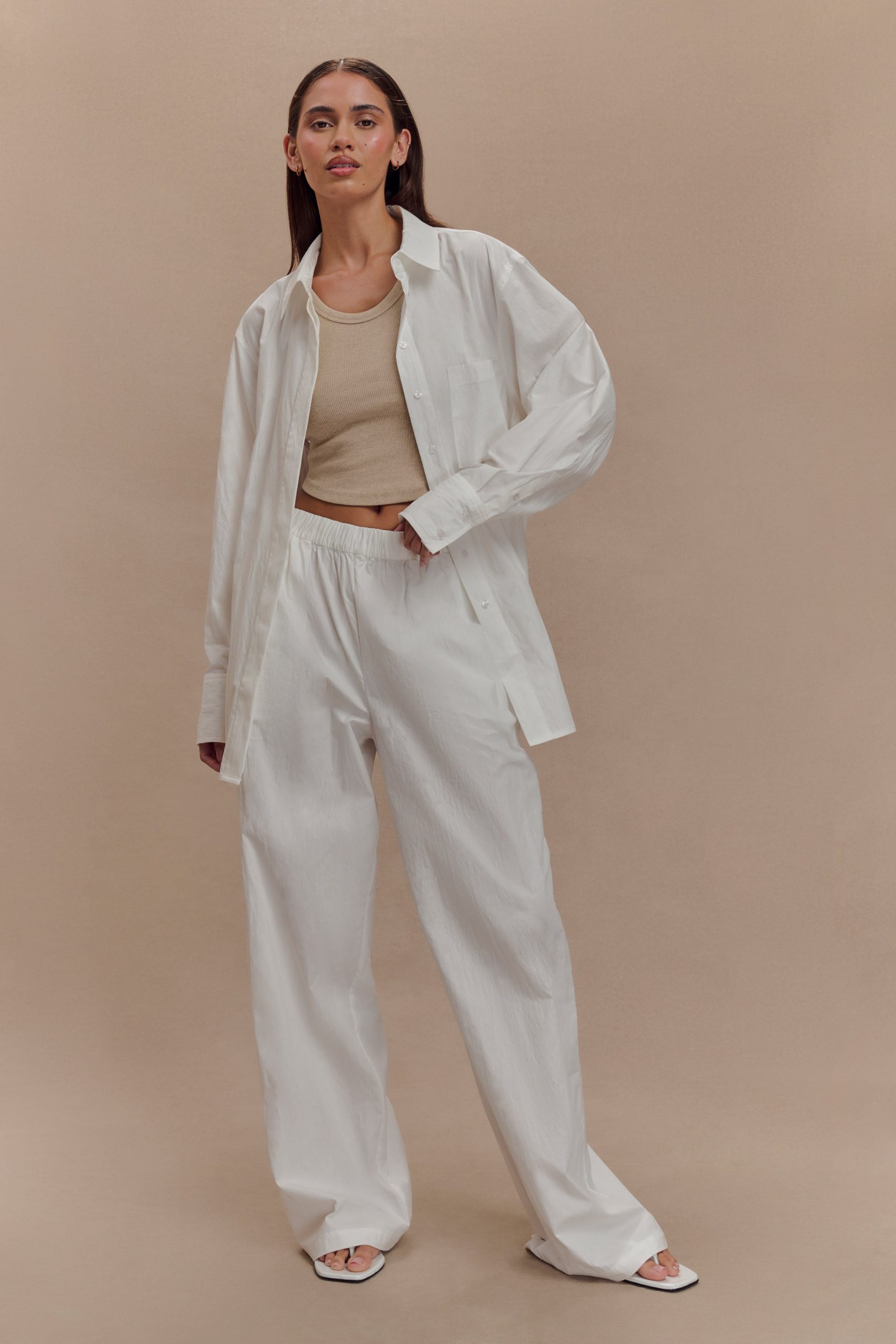 Campbell Cotton Wide Leg Pants - White - Image 5