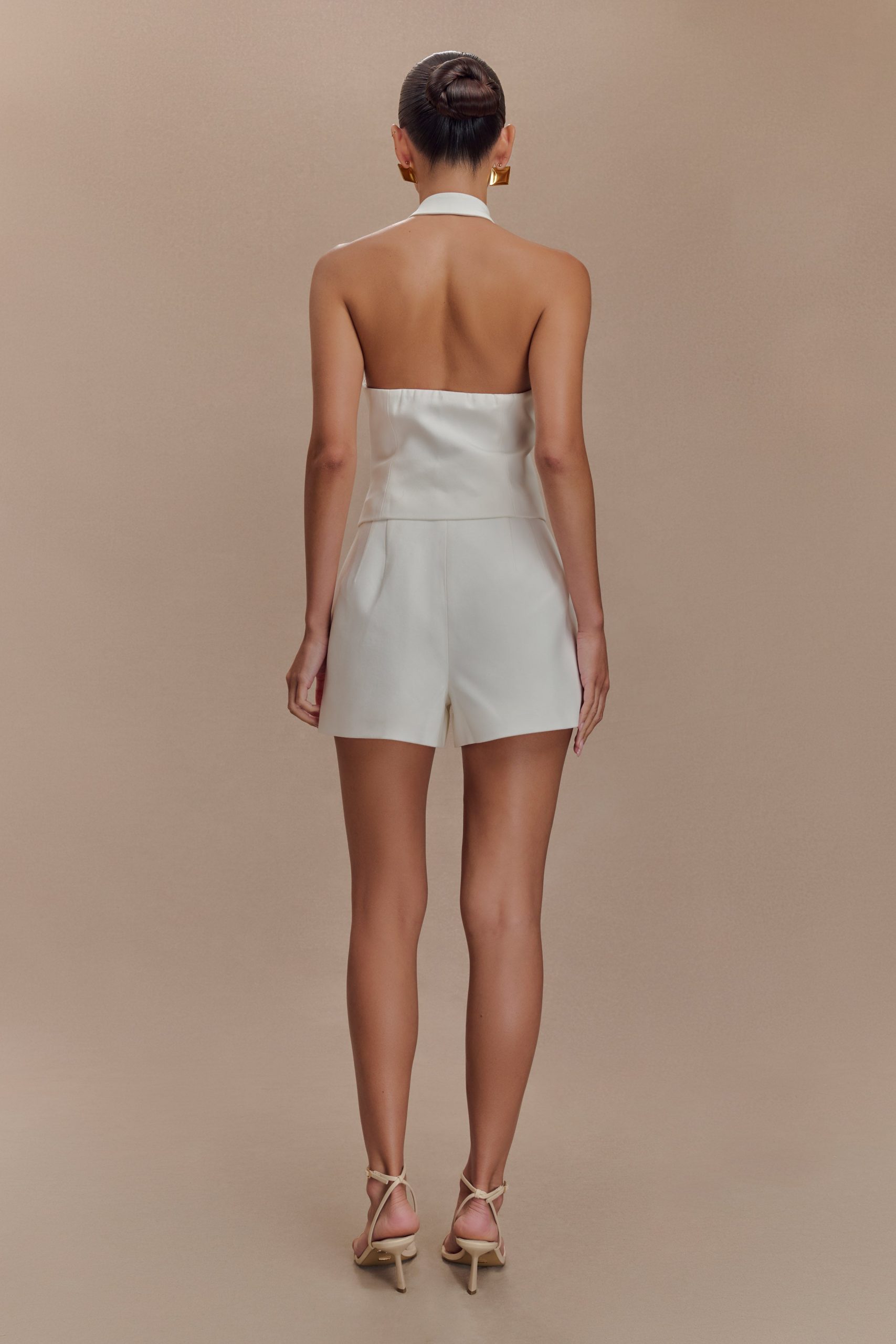 Tiara Halter Neck Suiting Top - White - Image 2